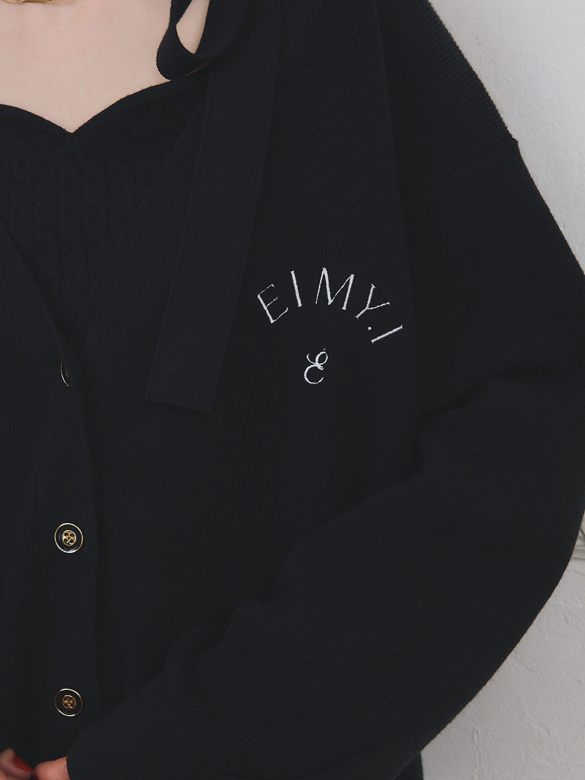 EIMYロゴカーデリボンニットセットワンピース