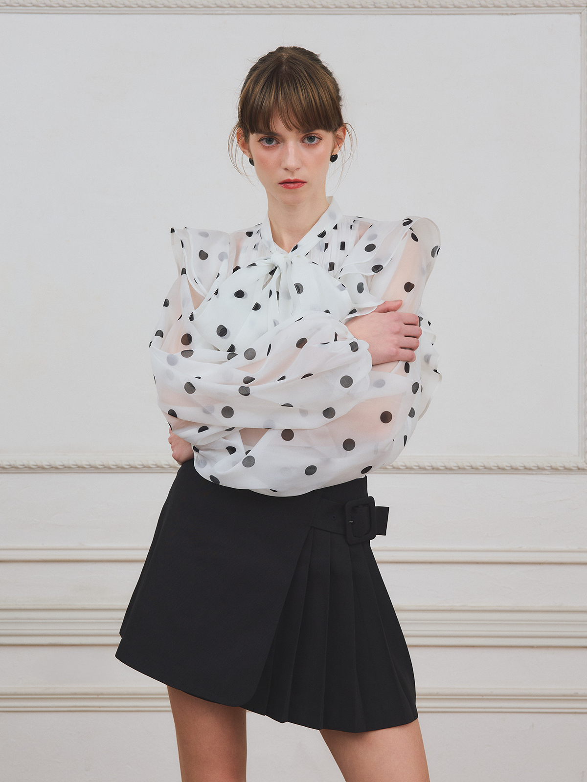 ハーフプリーツミニスカートショーパン