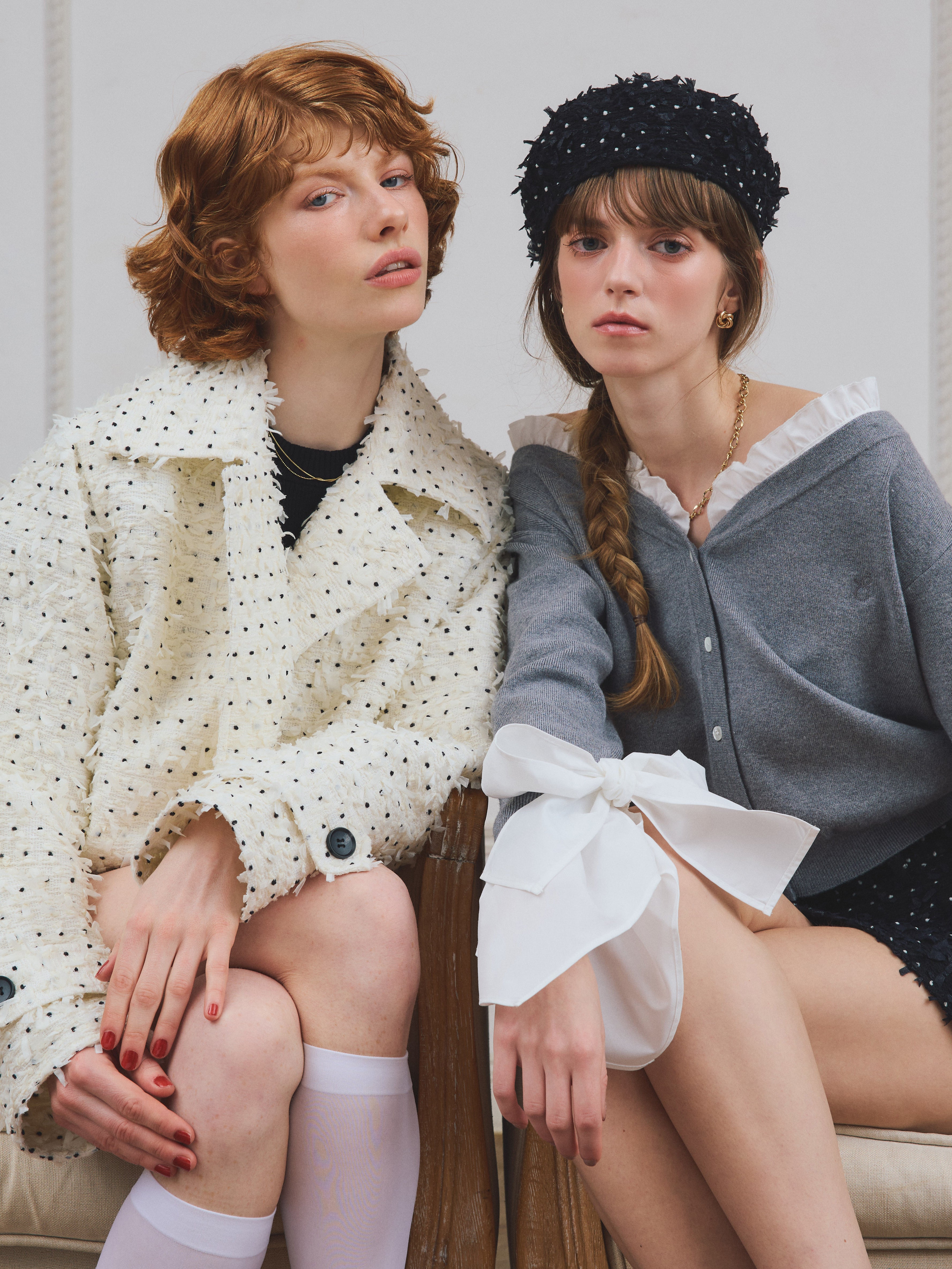 ドットツイードミニスカート