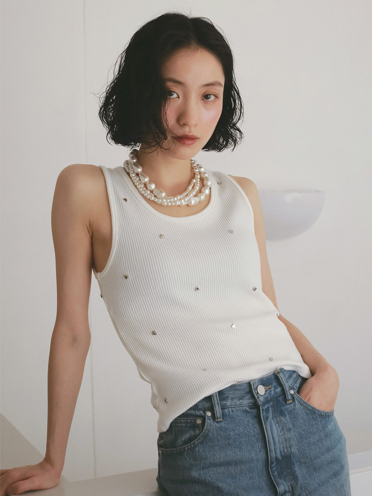 ハートスタッズタンクトップ