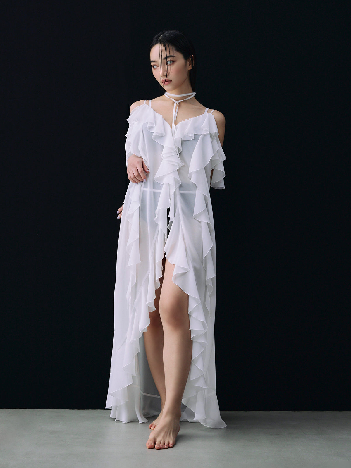 ラッフルキャミロングブラウス