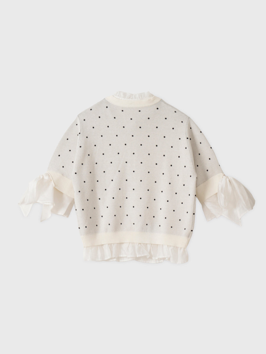 DOT Attachedcollarハーフスリーブカーディガン