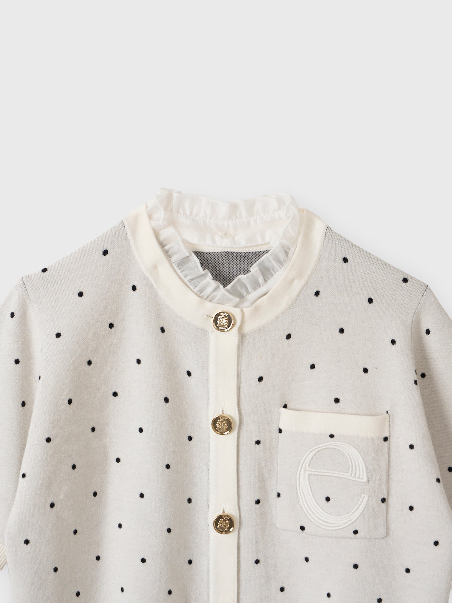 DOT Attachedcollarハーフスリーブカーディガン