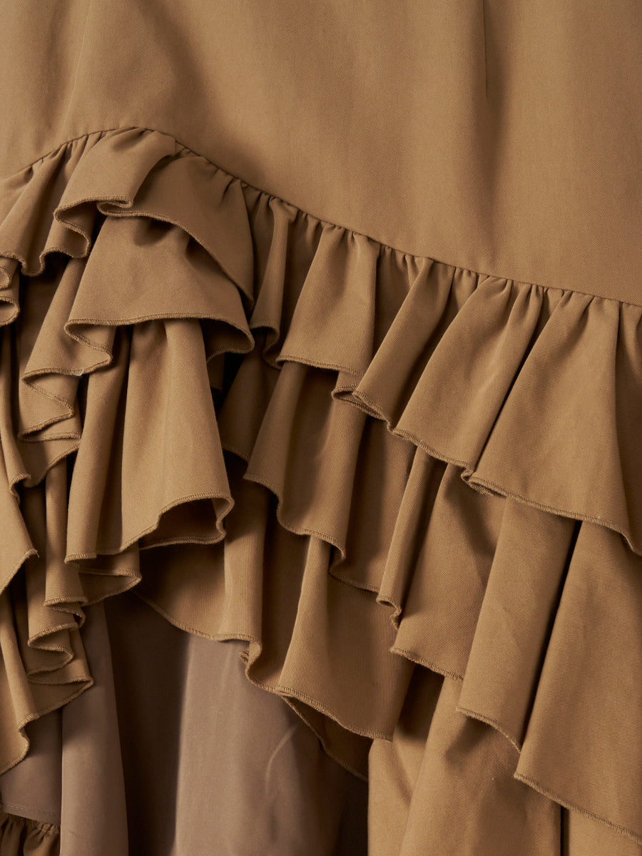 バックロングティアードフリルスカート