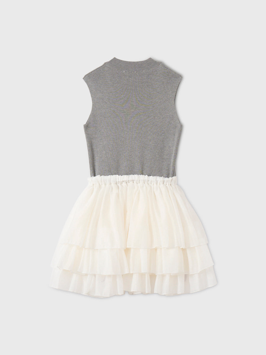 ORGANZA COMBI KNIT DRESS
