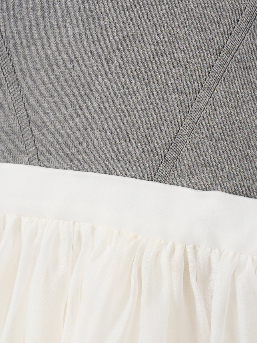 ORGANZA COMBI KNIT DRESS