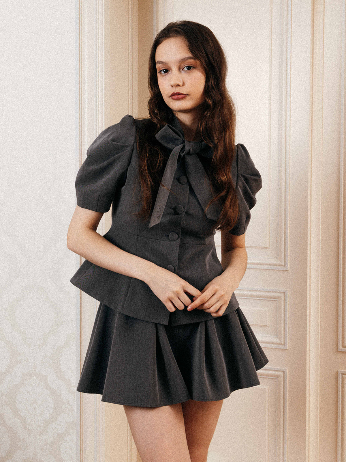 RIBBON TIE PUFF JACKET
