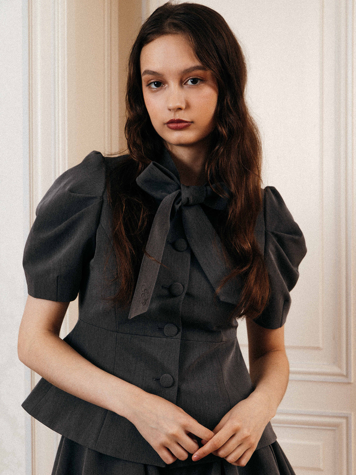 RIBBON TIE PUFF JACKET