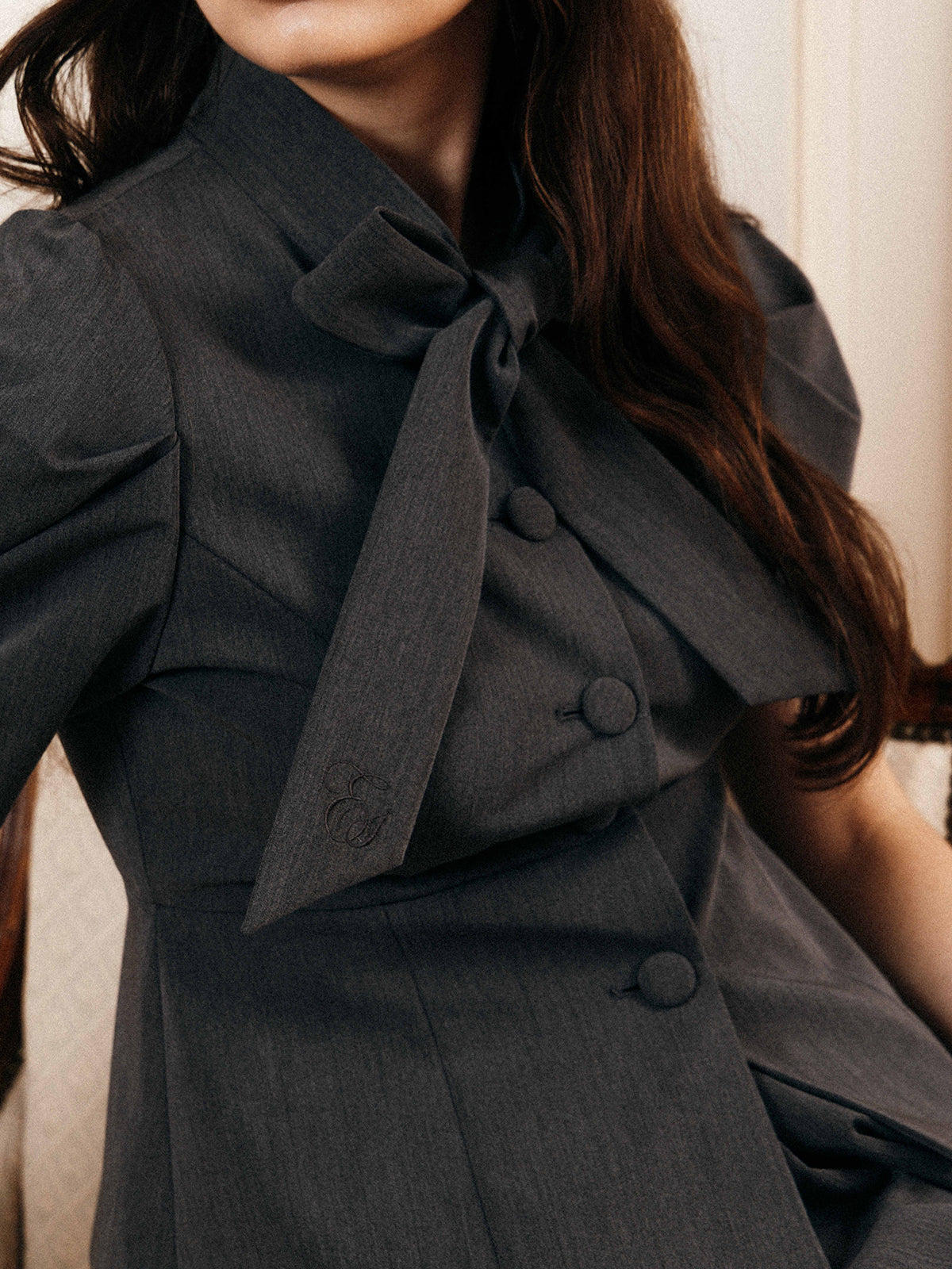 RIBBON TIE PUFF JACKET