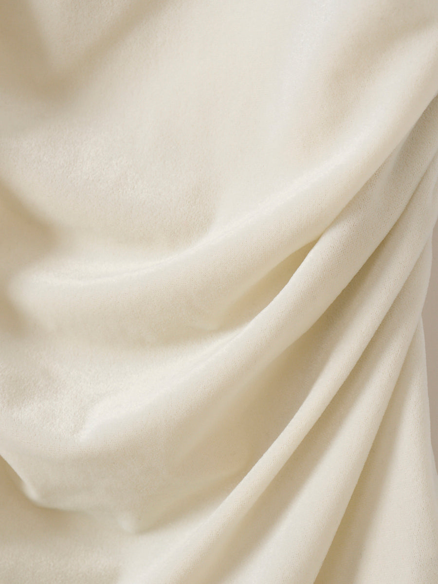 VELOUR SHOULDER DRAPE TOP