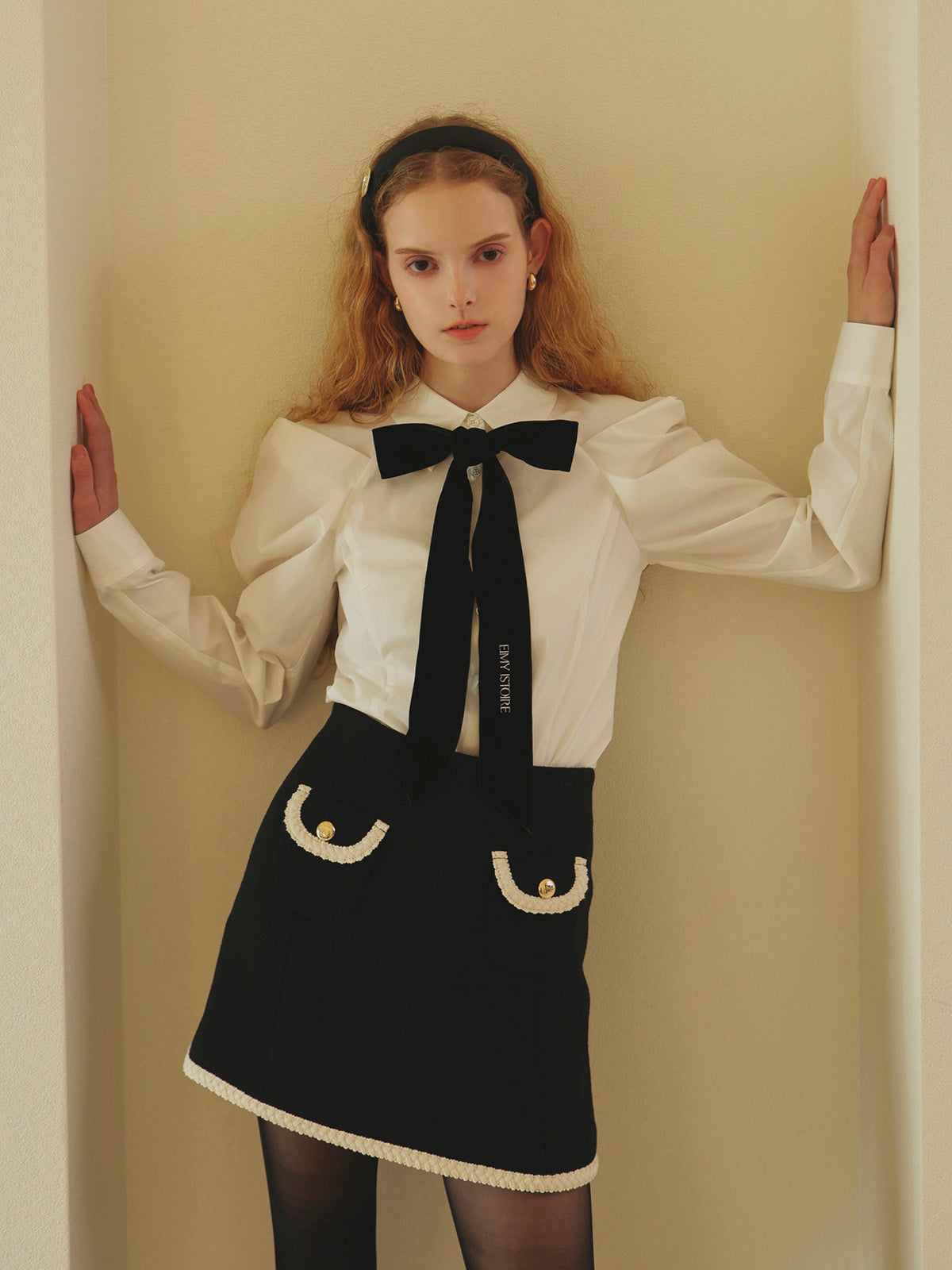 EIMY VELVET RIBBON SHIRT