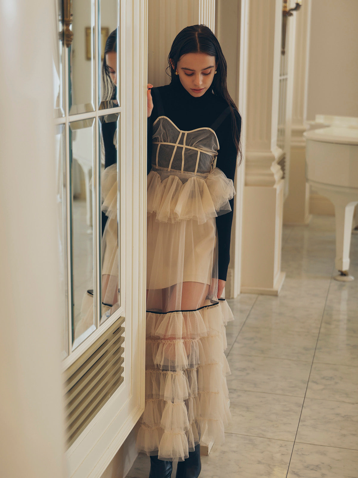 E.TULLE LAYERED SKIRT
