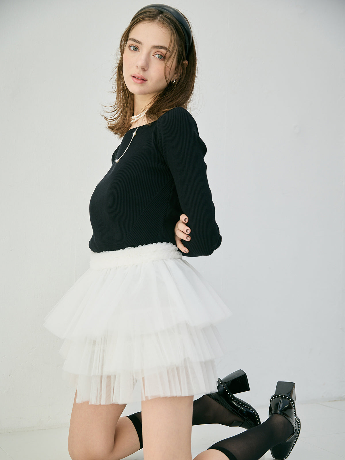 チュールミニスカート