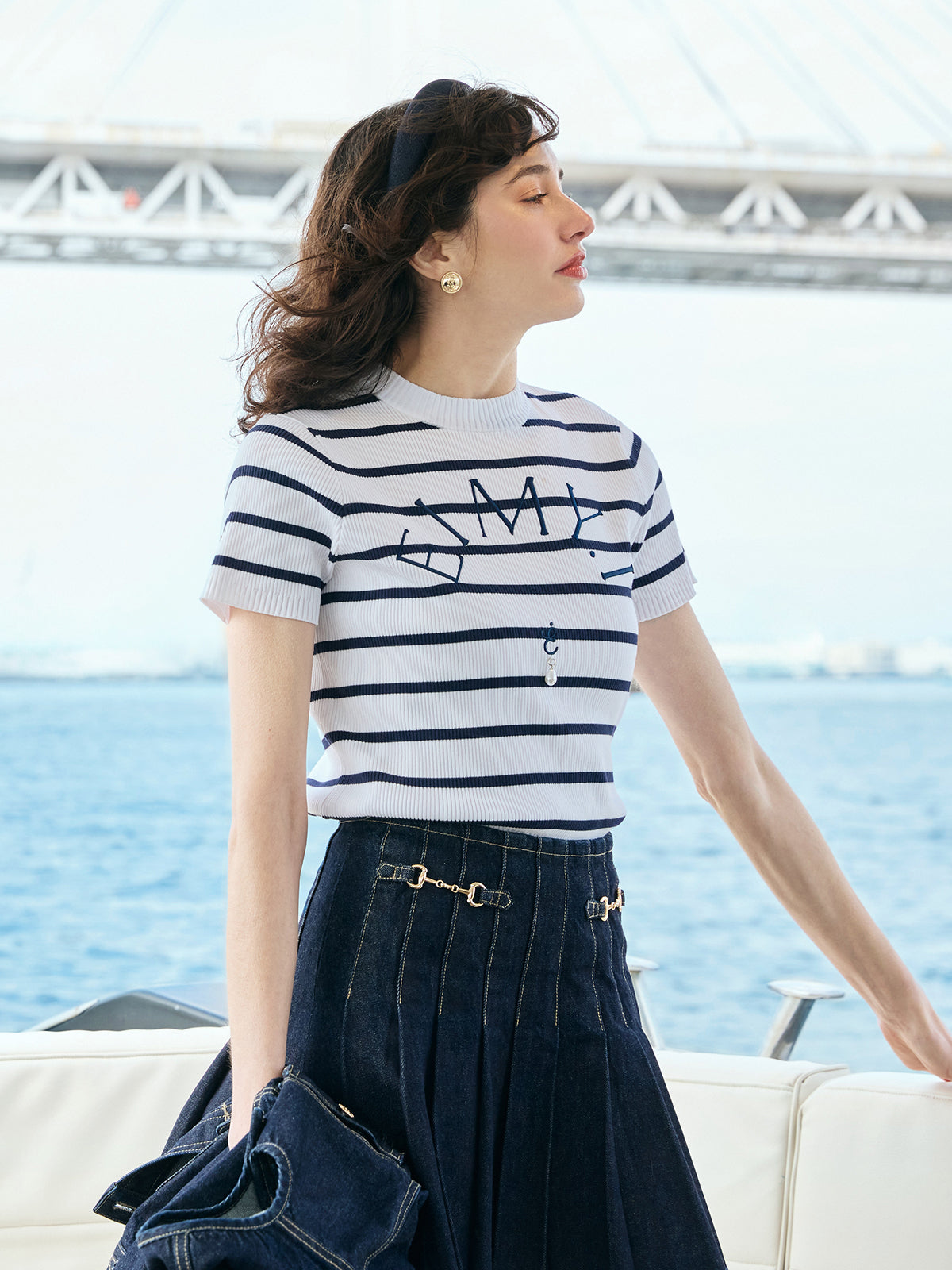 EIMYロゴボーダーニットプルオーバー