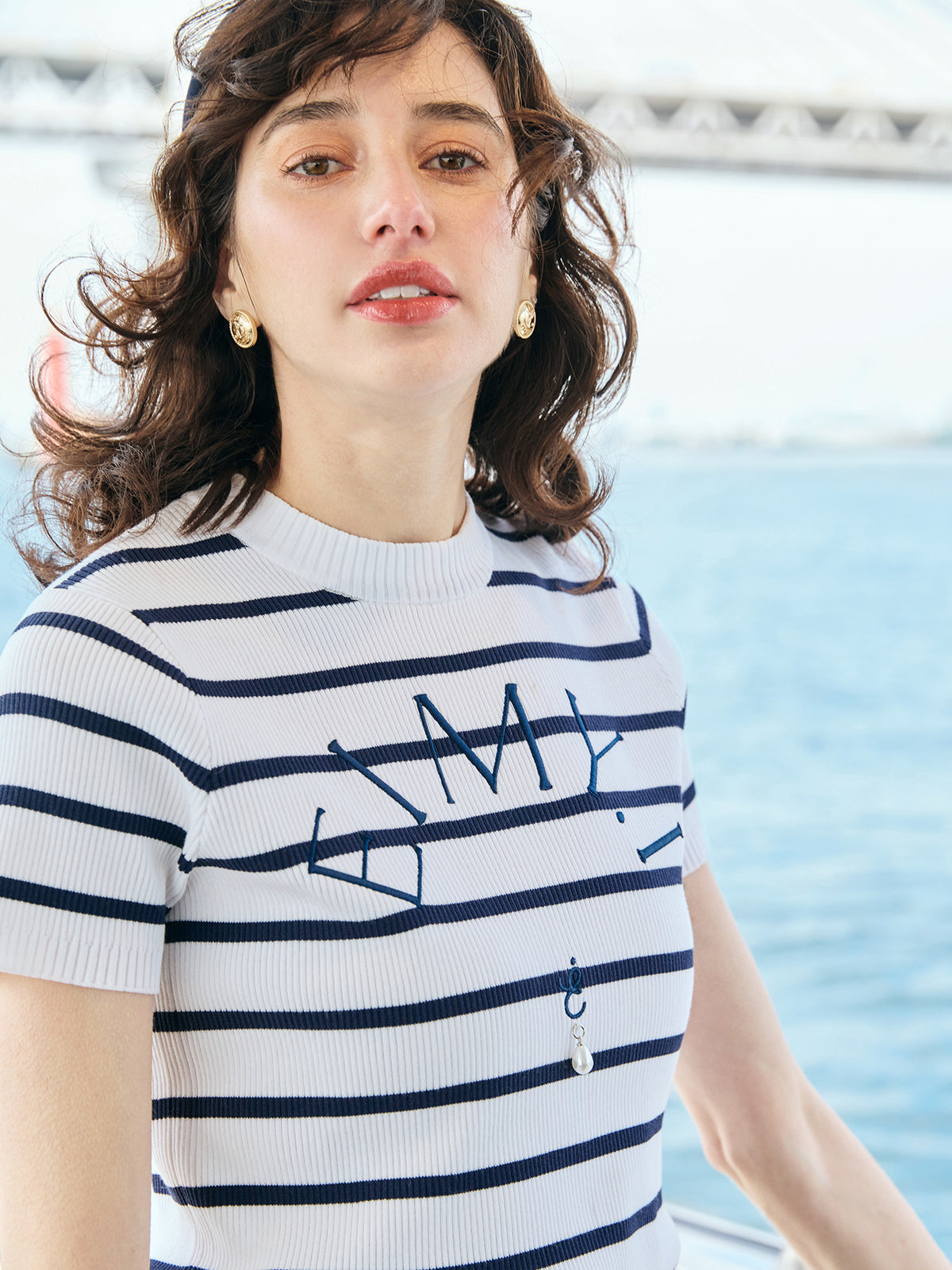 EIMYロゴボーダーニットプルオーバー