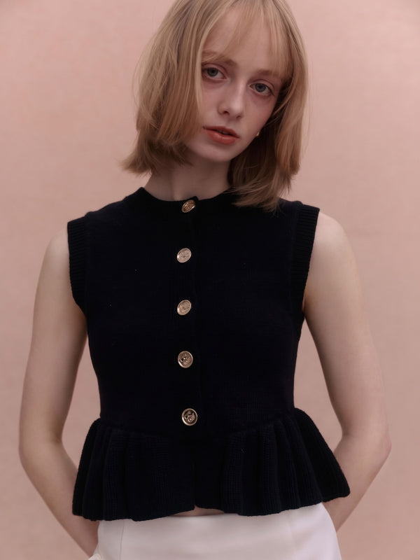 SIGN BUTTON KNIT TOP