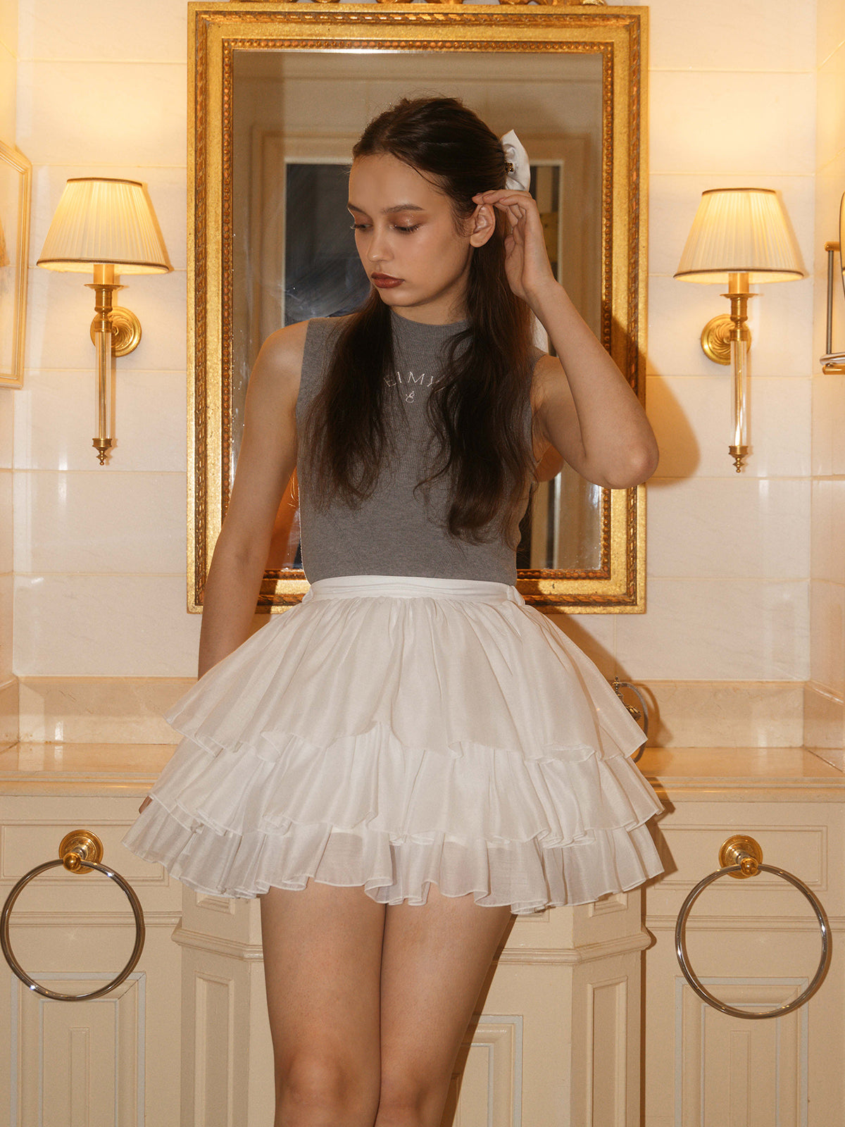 ORGANZA COMBI KNIT DRESS