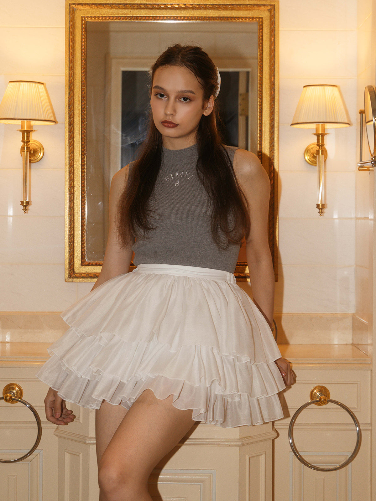 ORGANZA COMBI KNIT DRESS