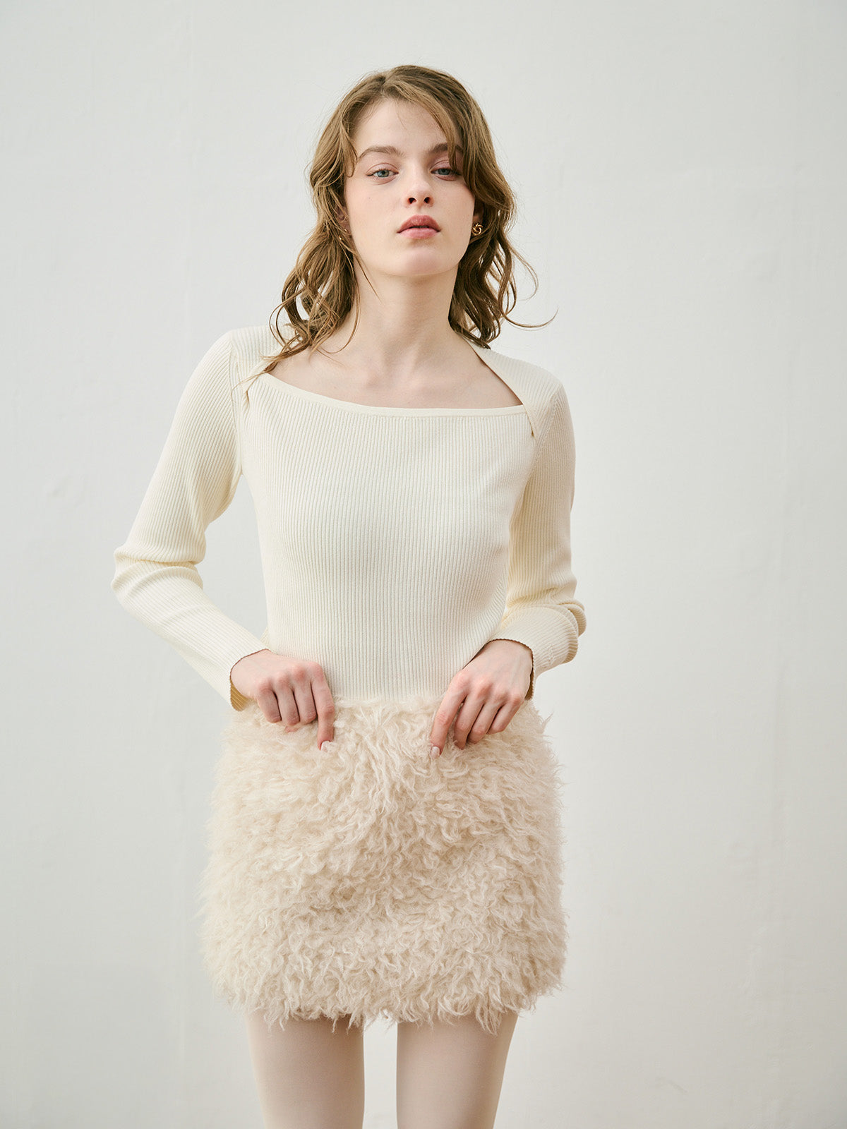 ECOPEL FAUX FUR MINI SKIRT