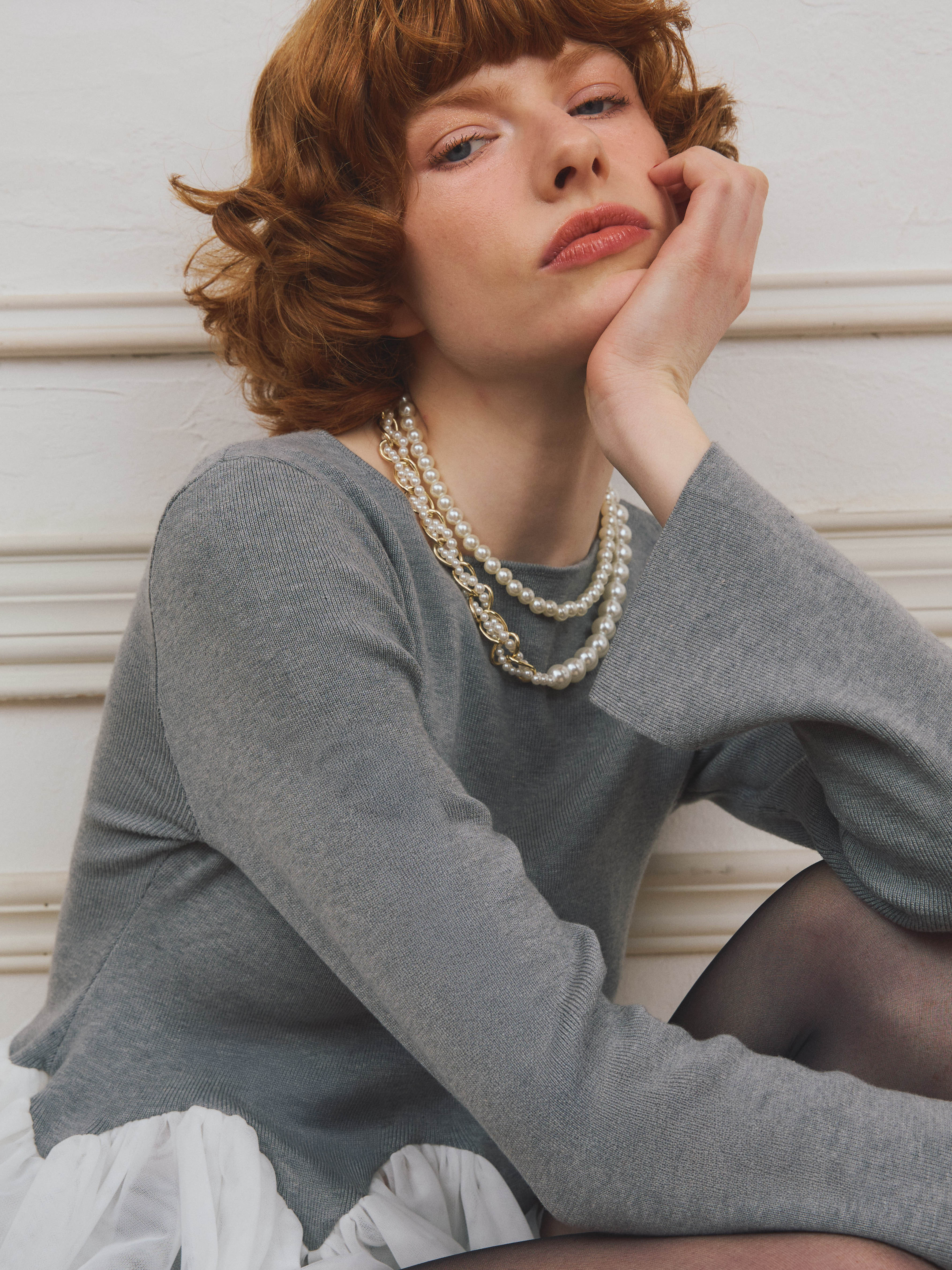 【PRE ORDER】チュールペプラムニットプルオーバー