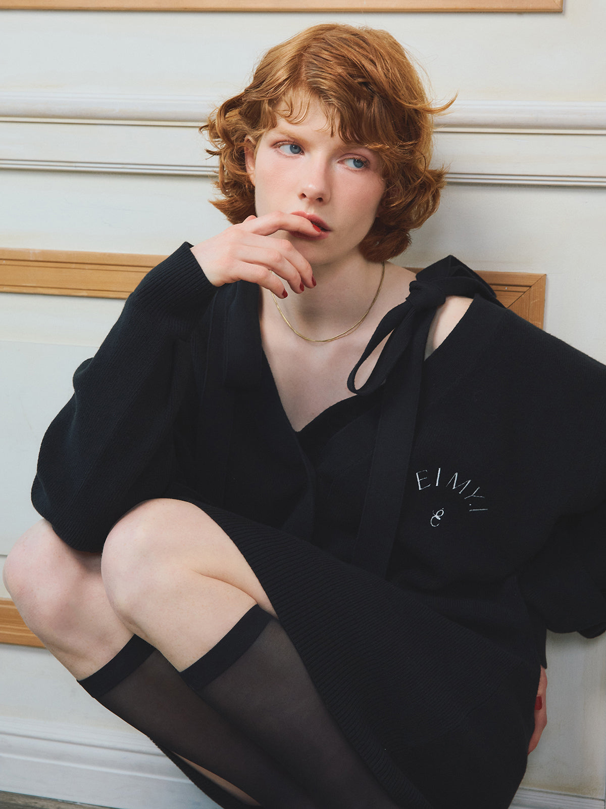 【PRE ORDER】EIMYロゴカーデリボンニットセットワンピース