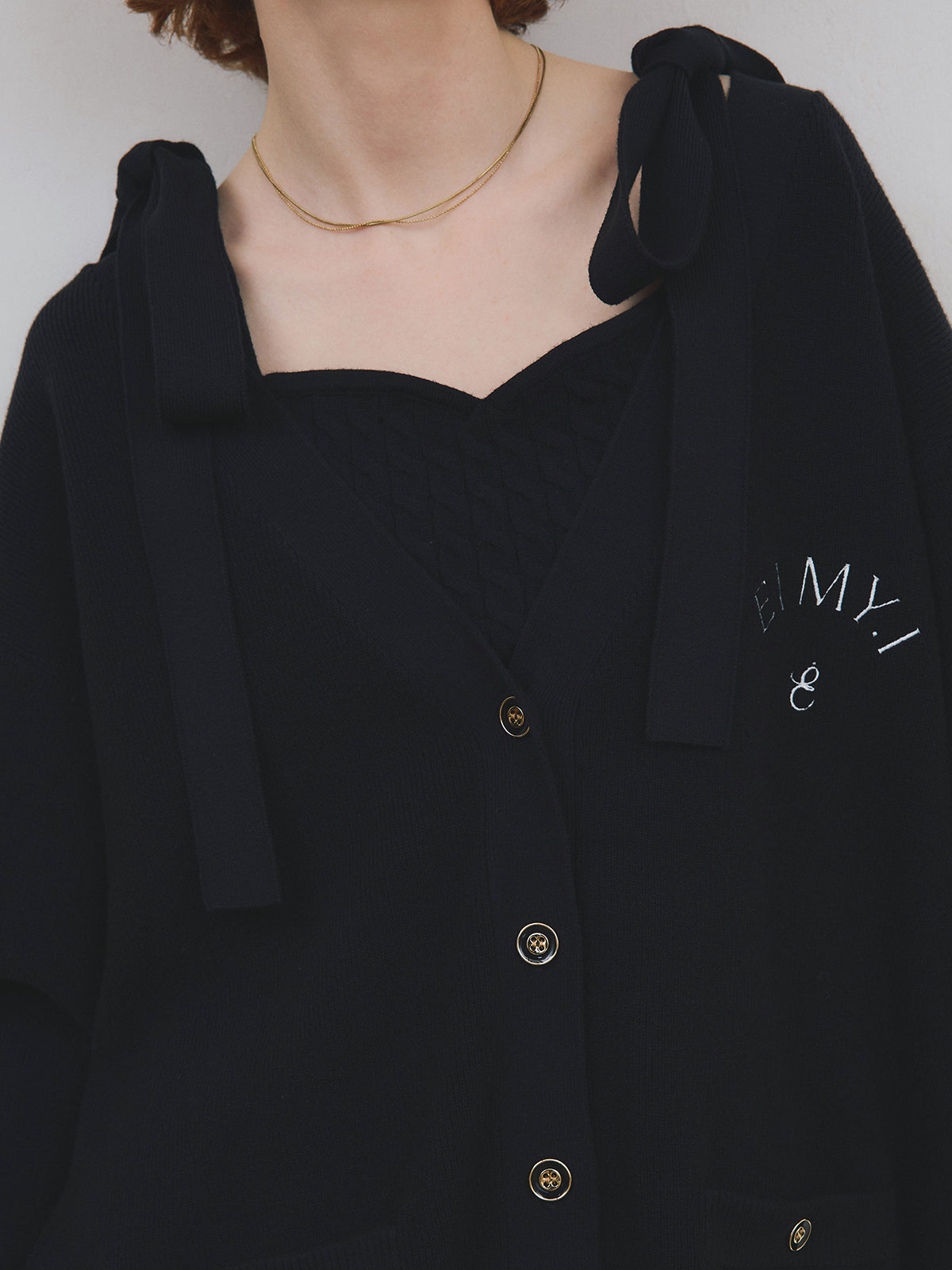 【PRE ORDER】EIMYロゴカーデリボンニットセットワンピース