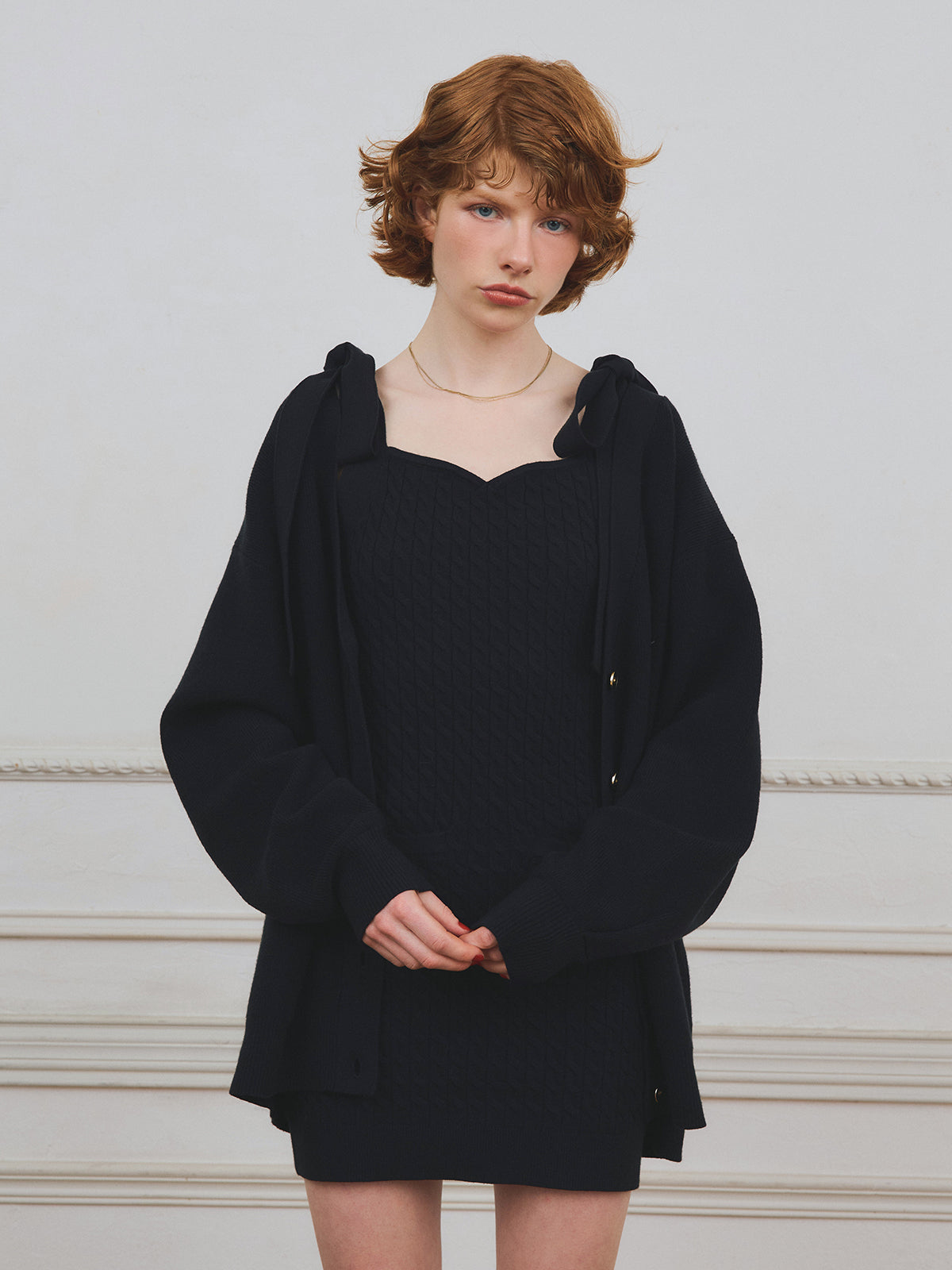 【PRE ORDER】EIMYロゴカーデリボンニットセットワンピース