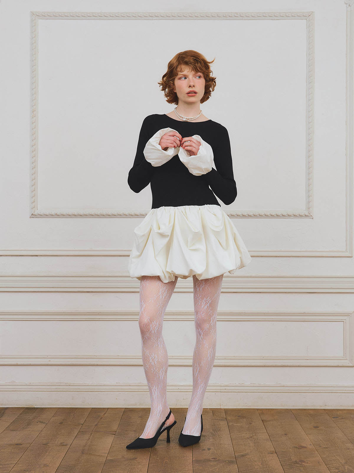 ボリュームヘムドッキングニットワンピ