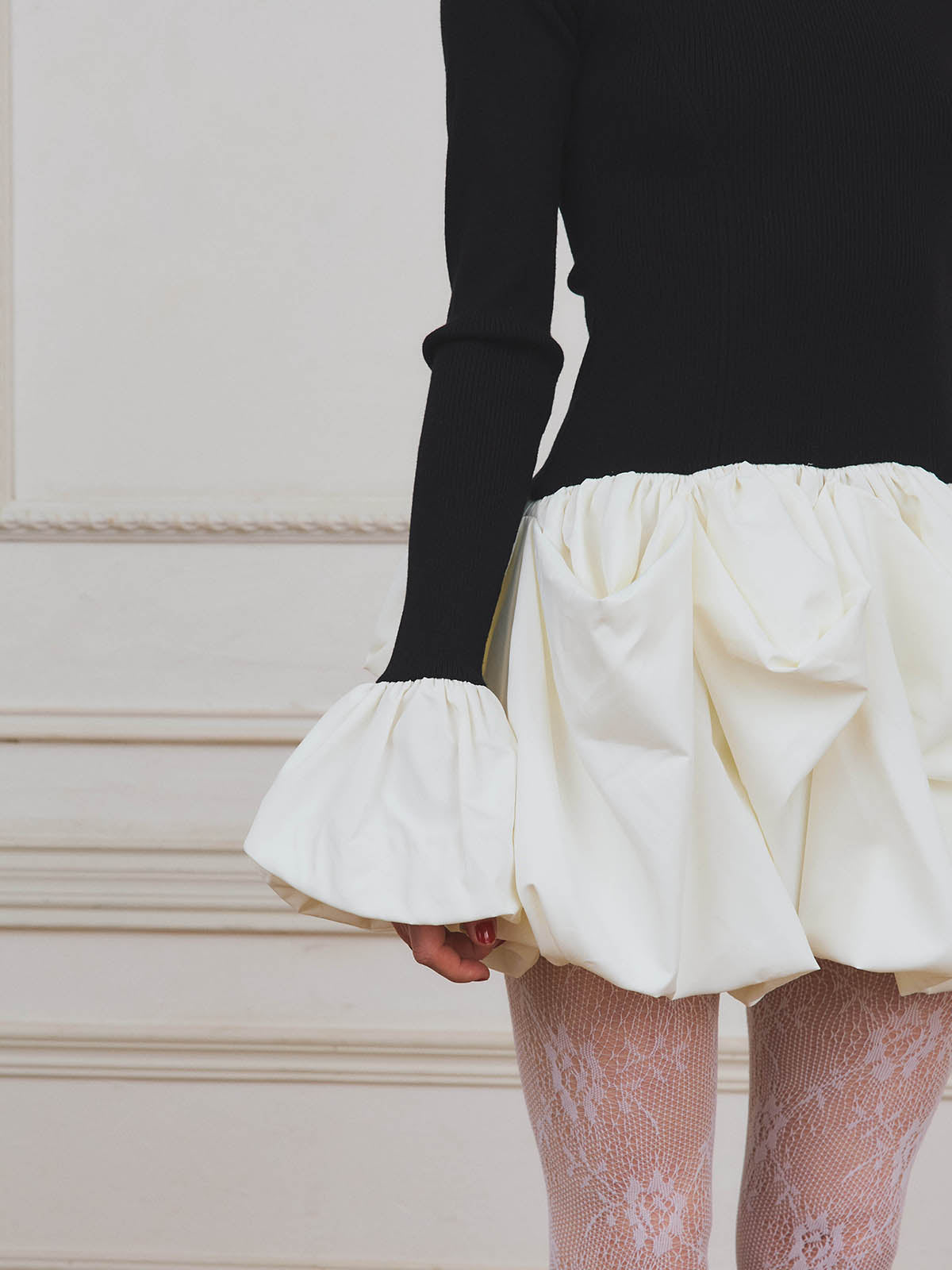 ボリュームヘムドッキングニットワンピ