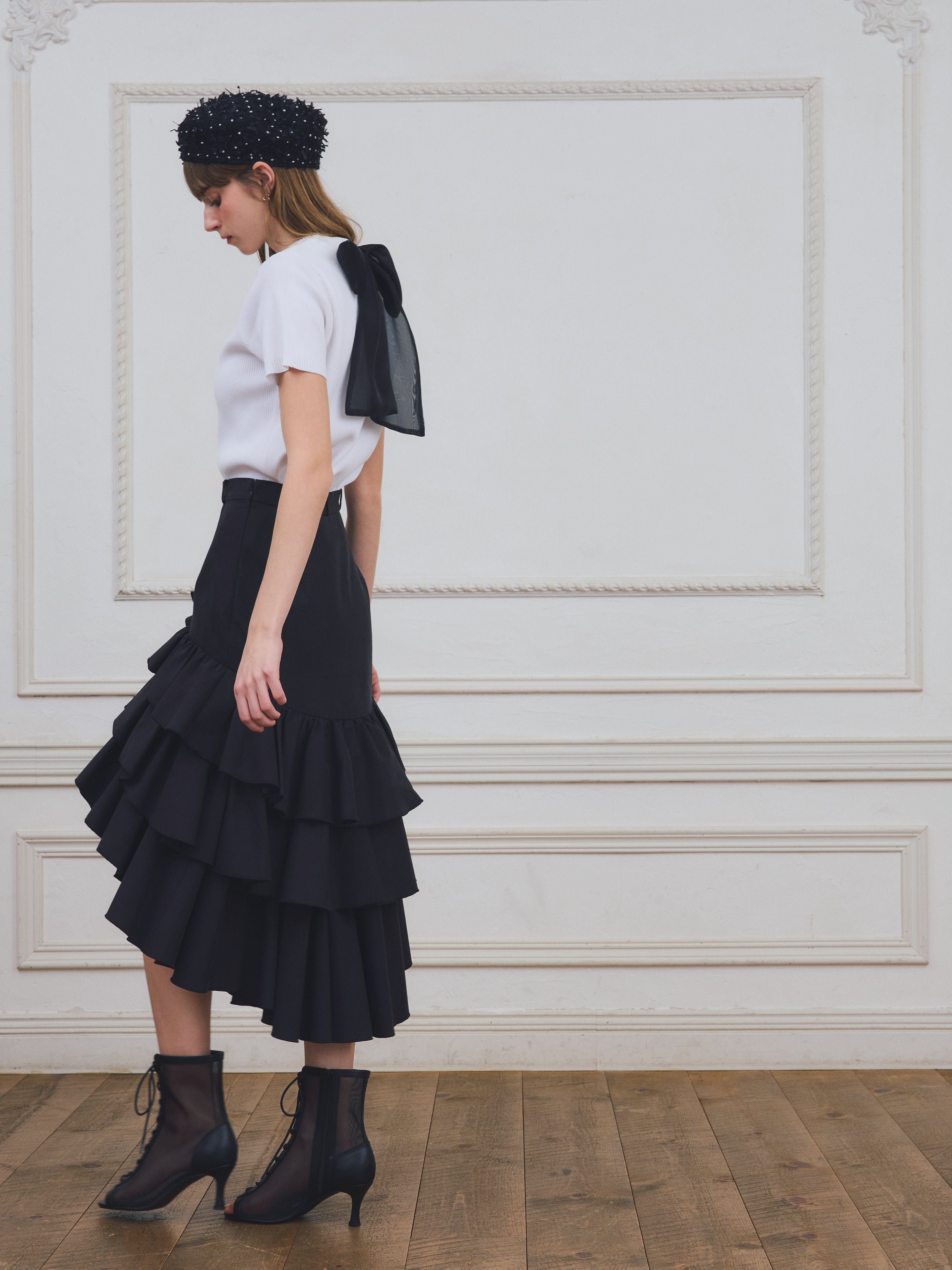 【PRE ORDER】バックロングティアードフリルスカート