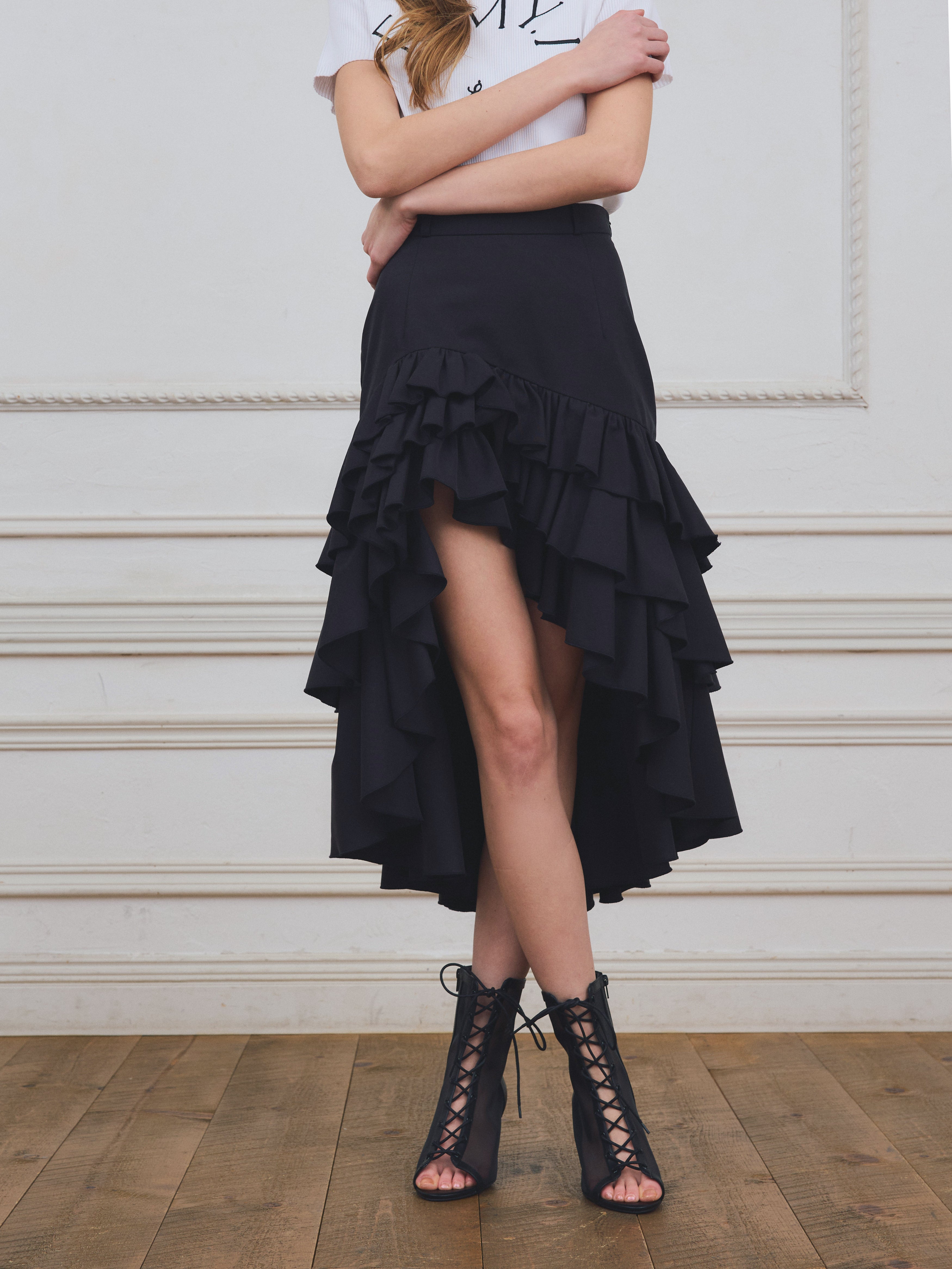 【PRE ORDER】バックロングティアードフリルスカート