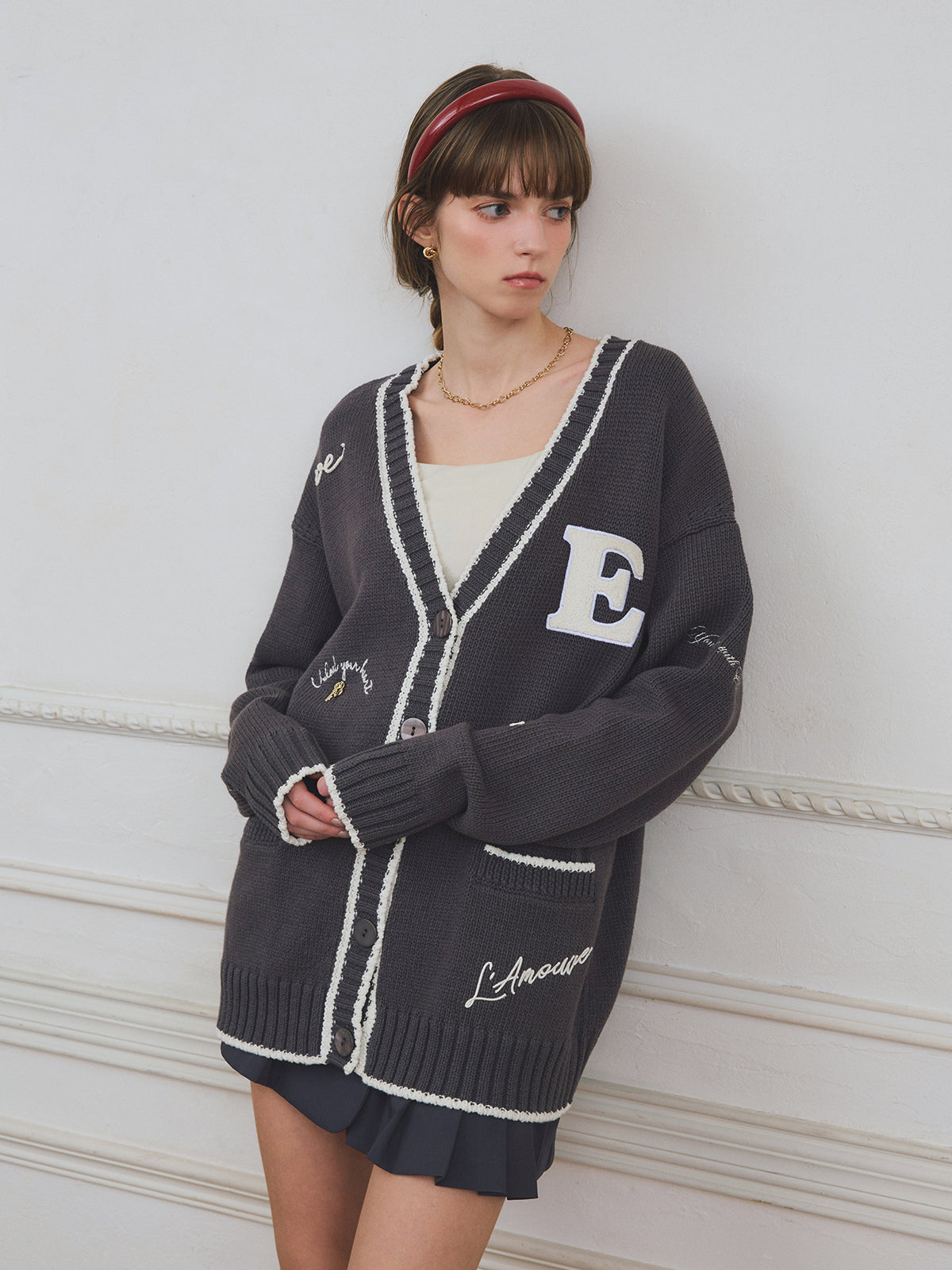 Embroideryモチーフニットカーディガン