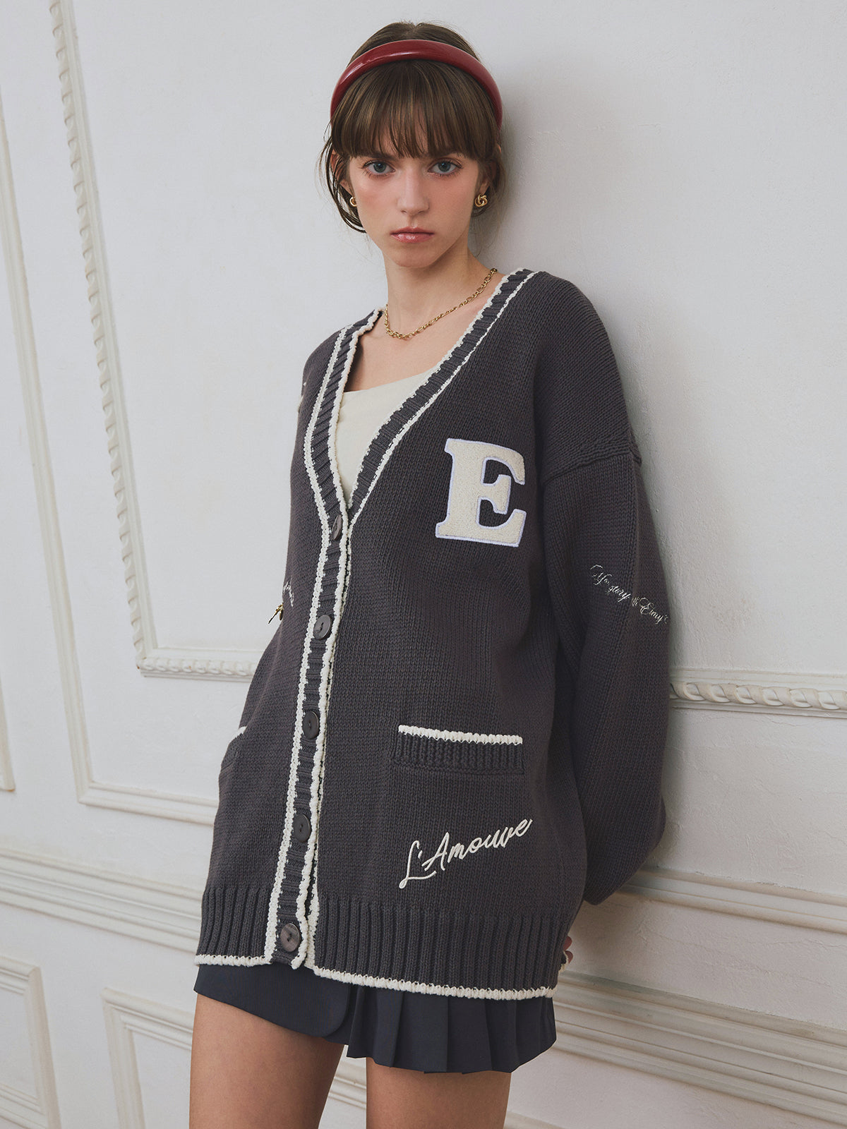 Embroideryモチーフニットカーディガン