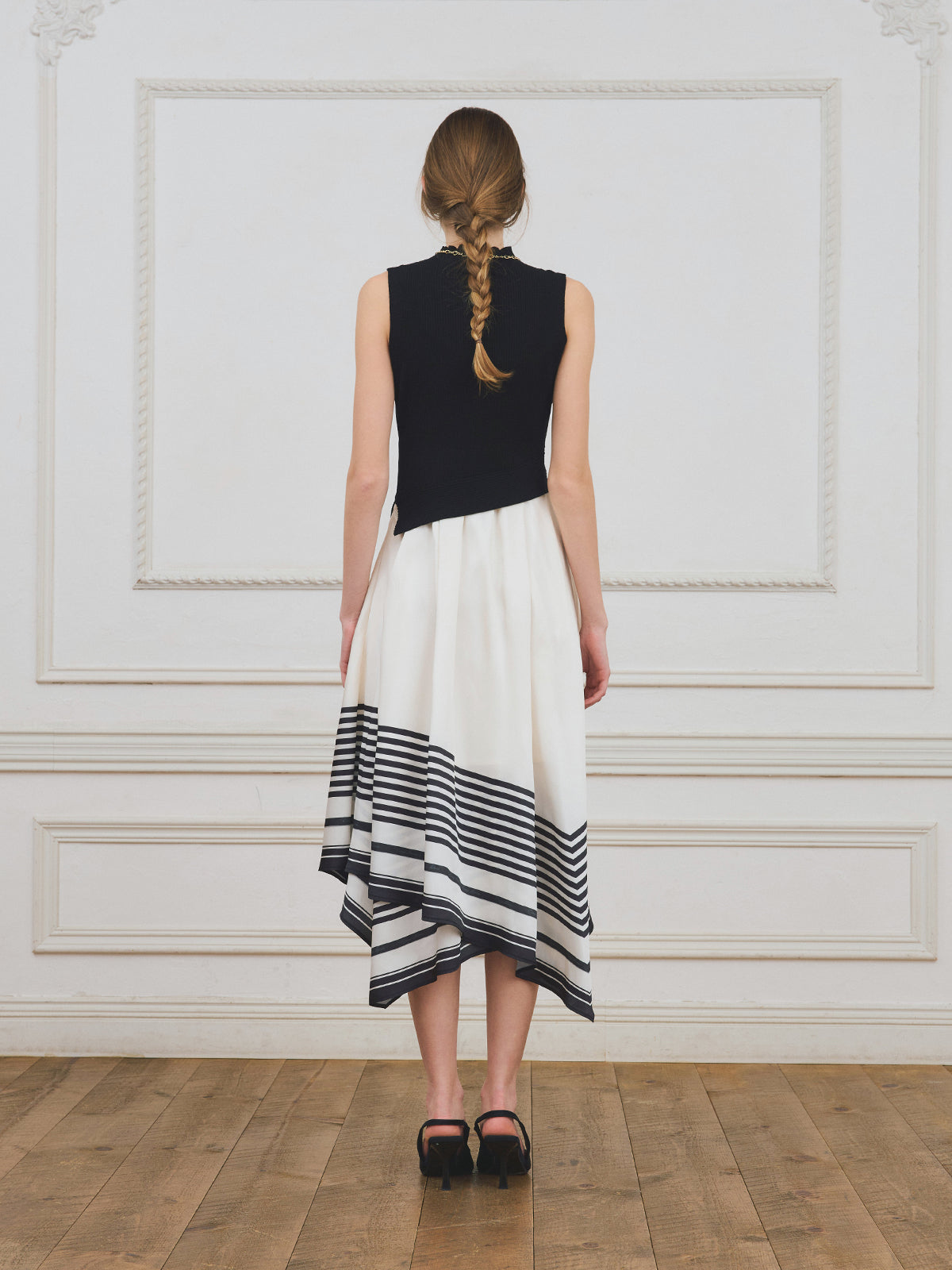 【PRE ORDER】スカーフパターンニットドッキングワンピース