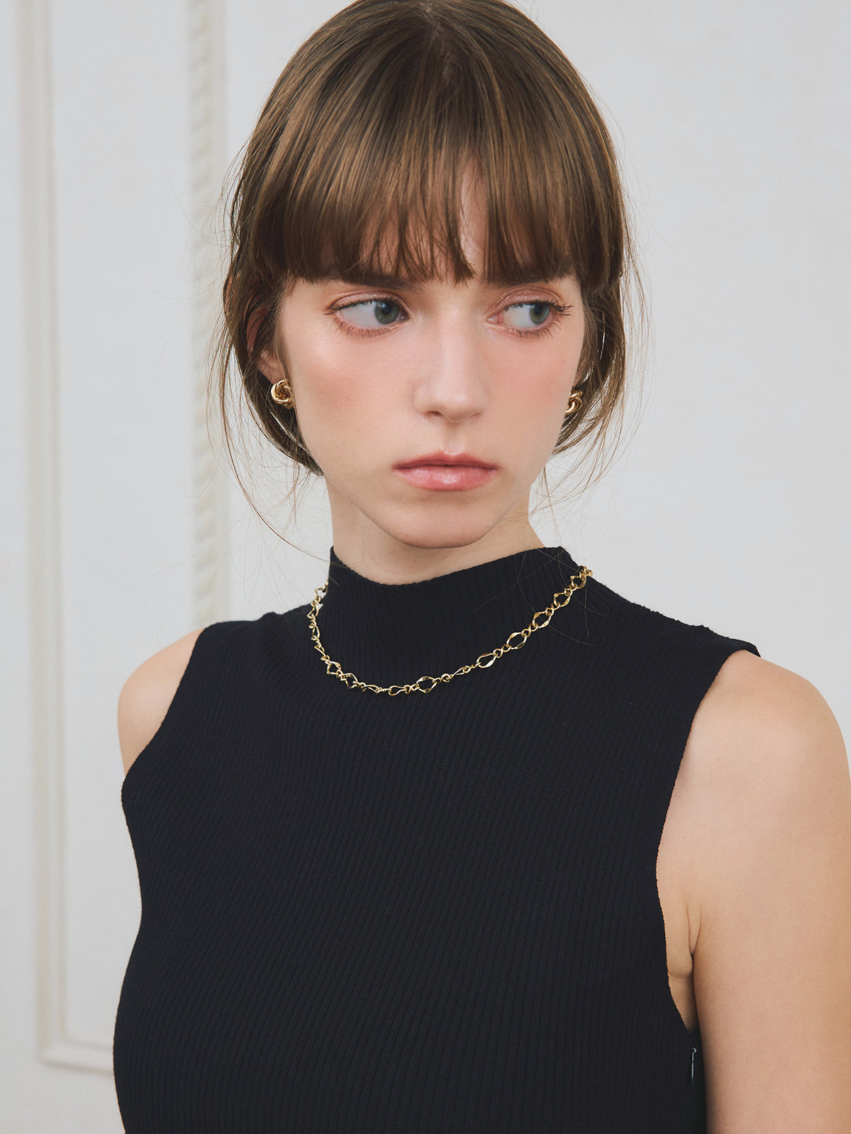 【PRE ORDER】スカーフパターンニットドッキングワンピース