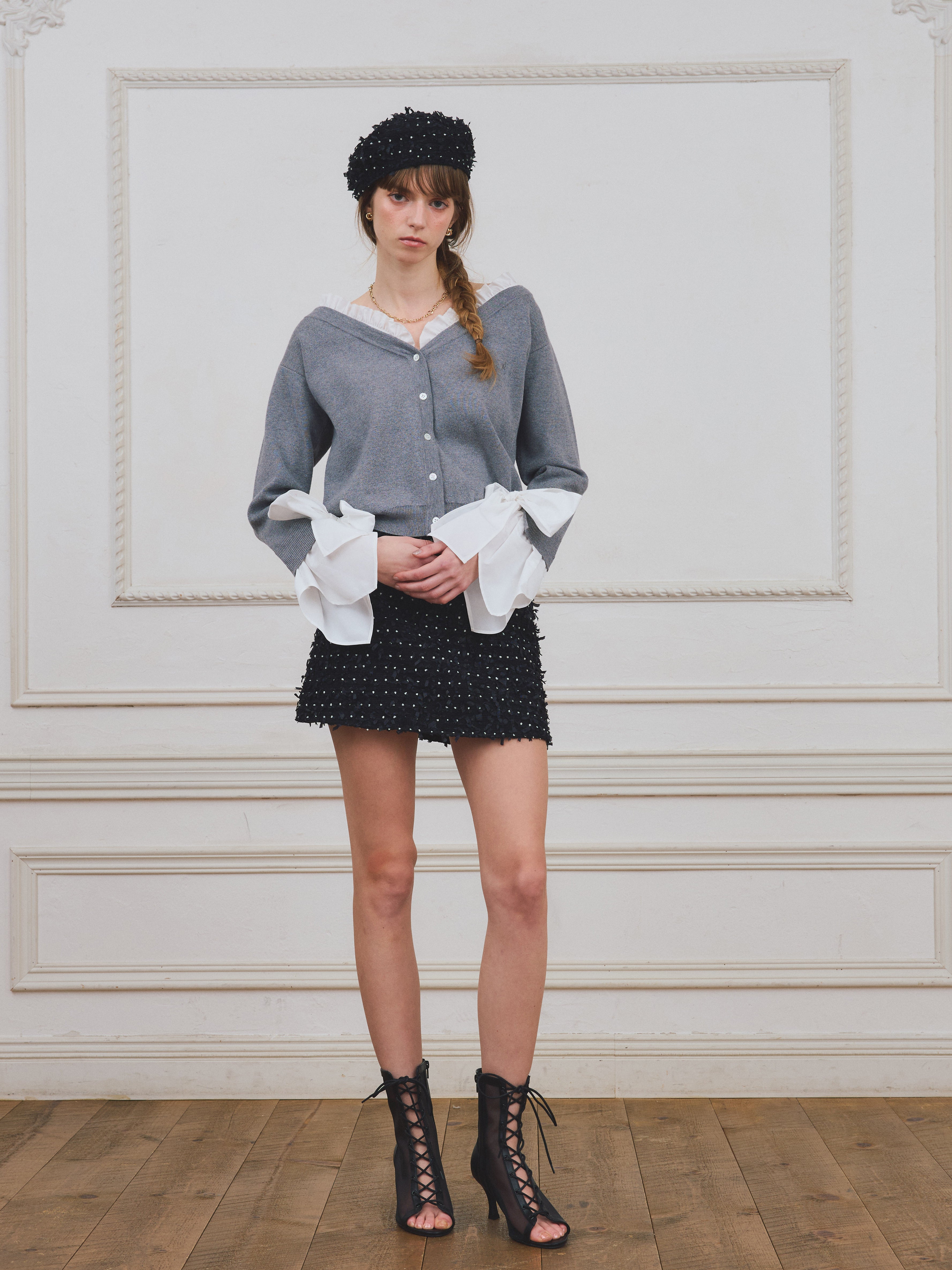 【PRE ORDER】シャツドッキングニットカーディガン