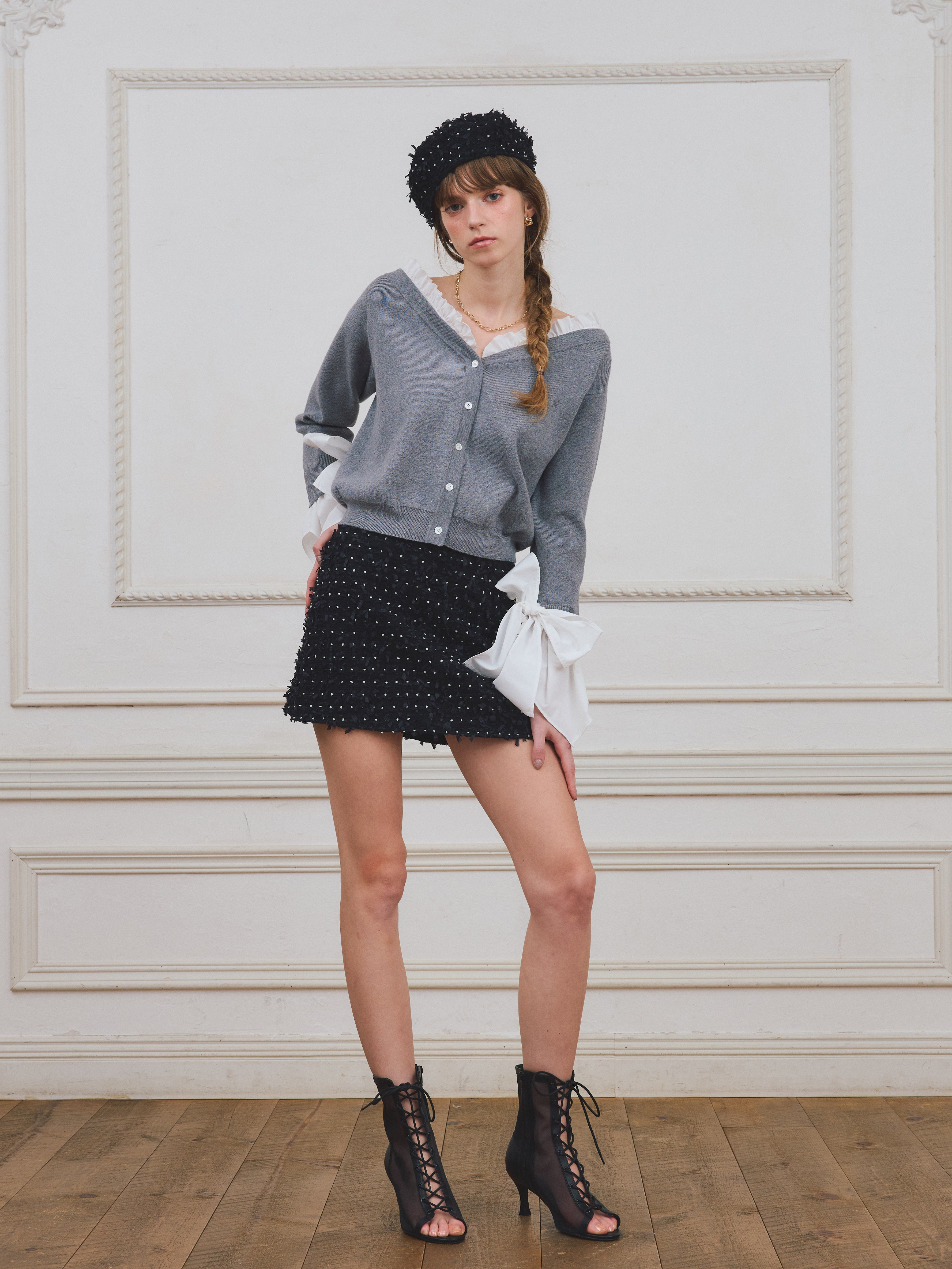 【PRE ORDER】シャツドッキングニットカーディガン