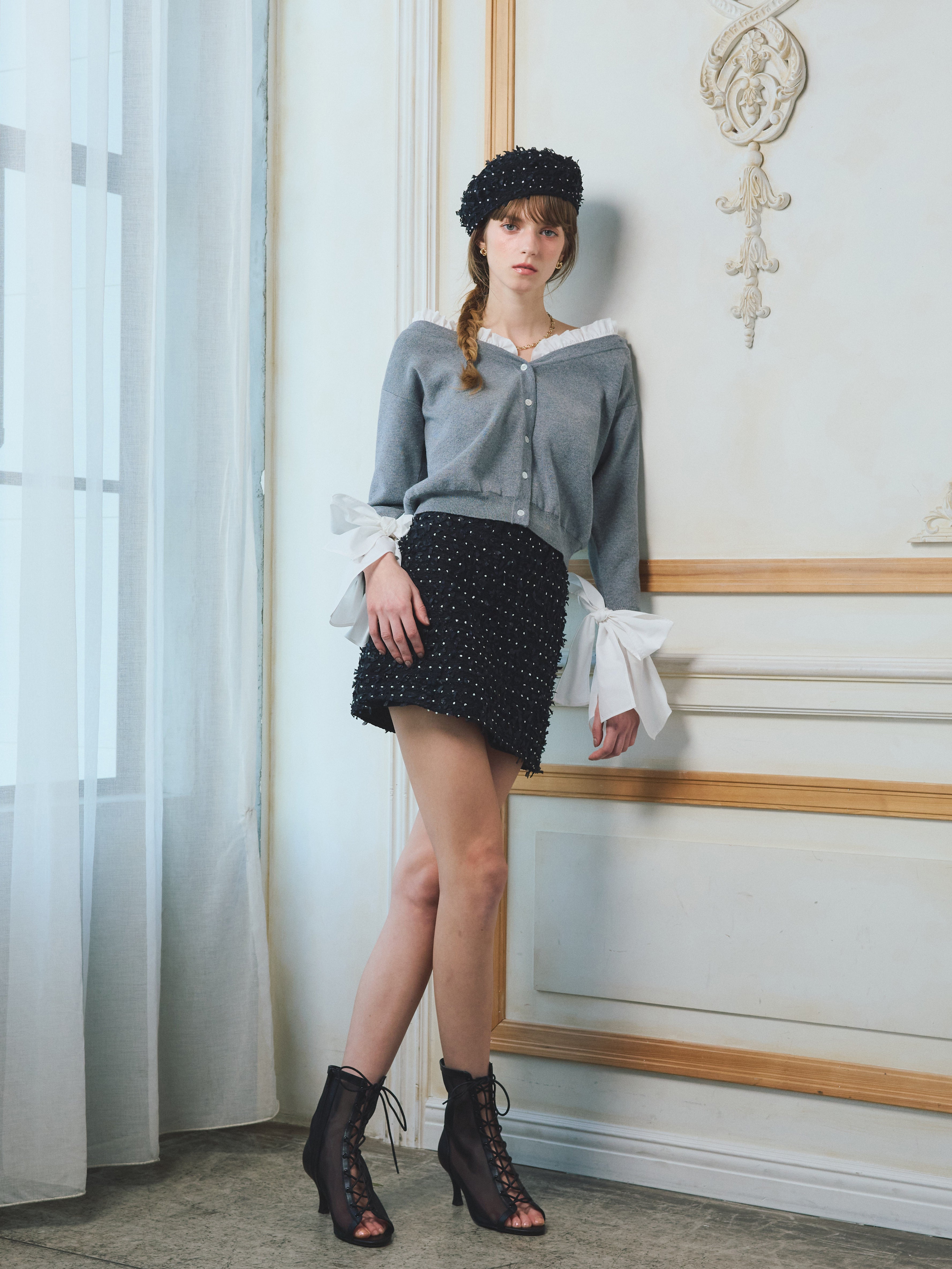 【PRE ORDER】シャツドッキングニットカーディガン