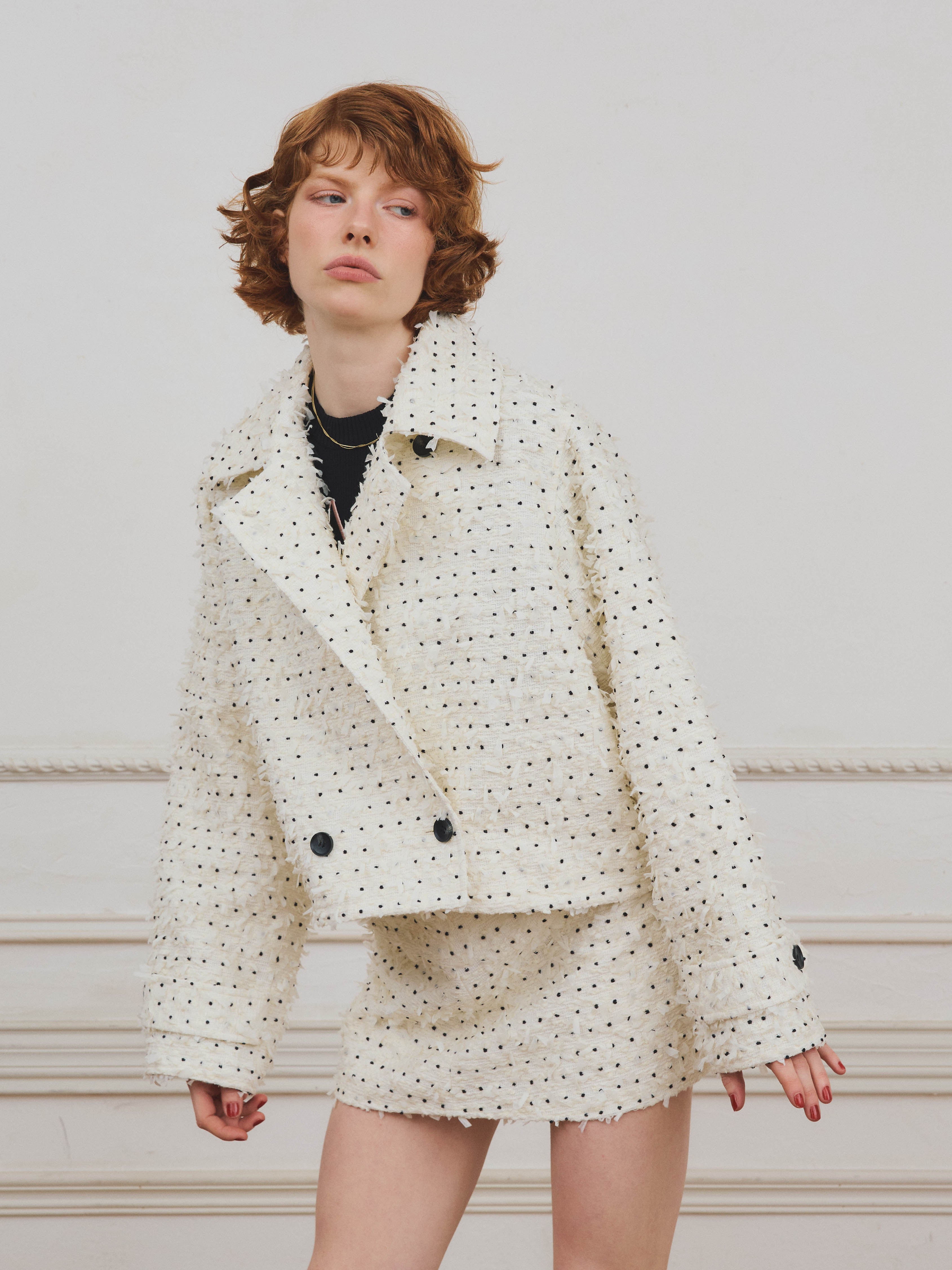 ドットツイードミニスカート