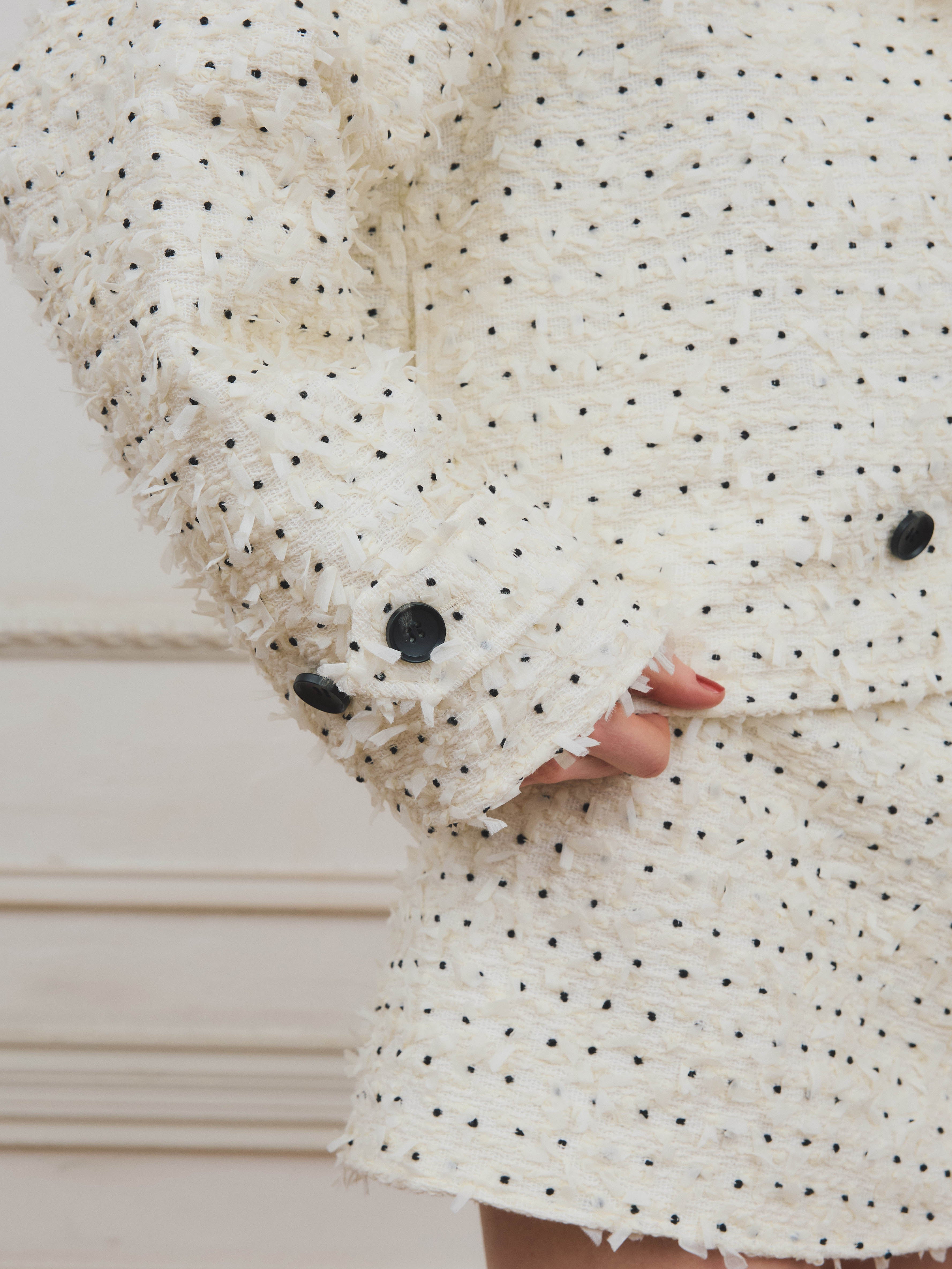 ドットツイードショートトレンチコート