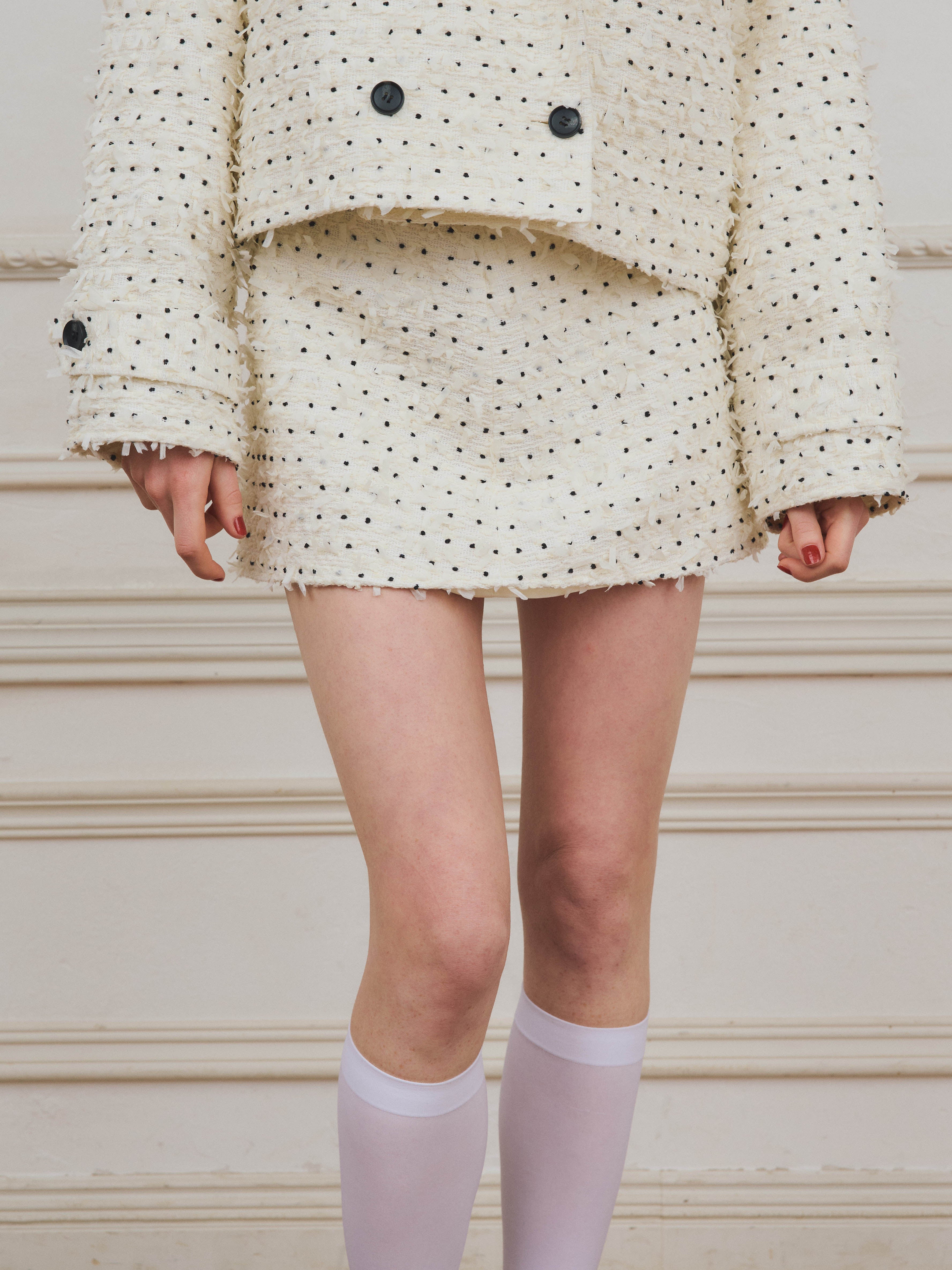 ドットツイードミニスカート