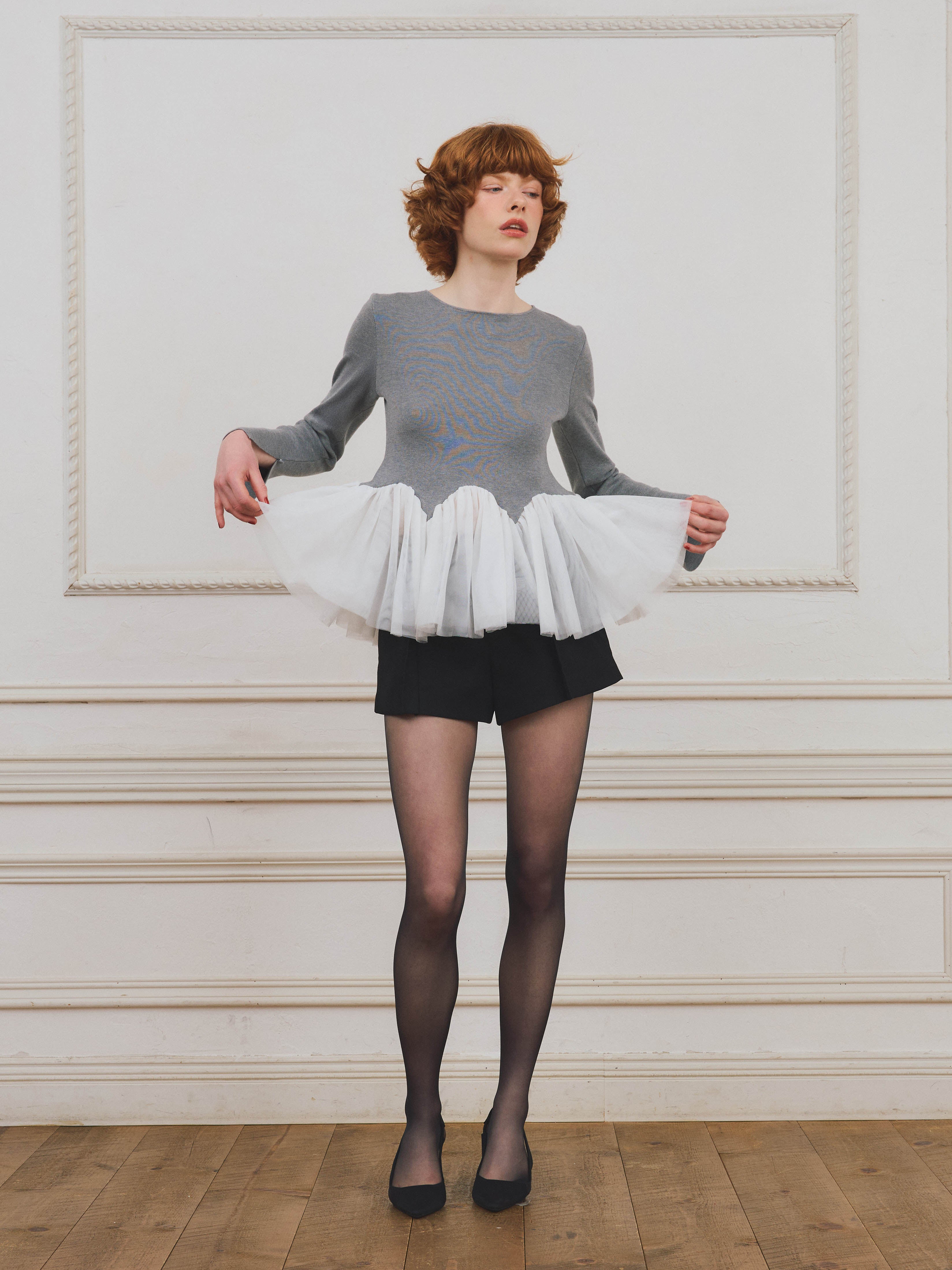 【本日限定値下げ】タグ付き/チュールペプラムニット　eimy istoire チュールぺプラムニット