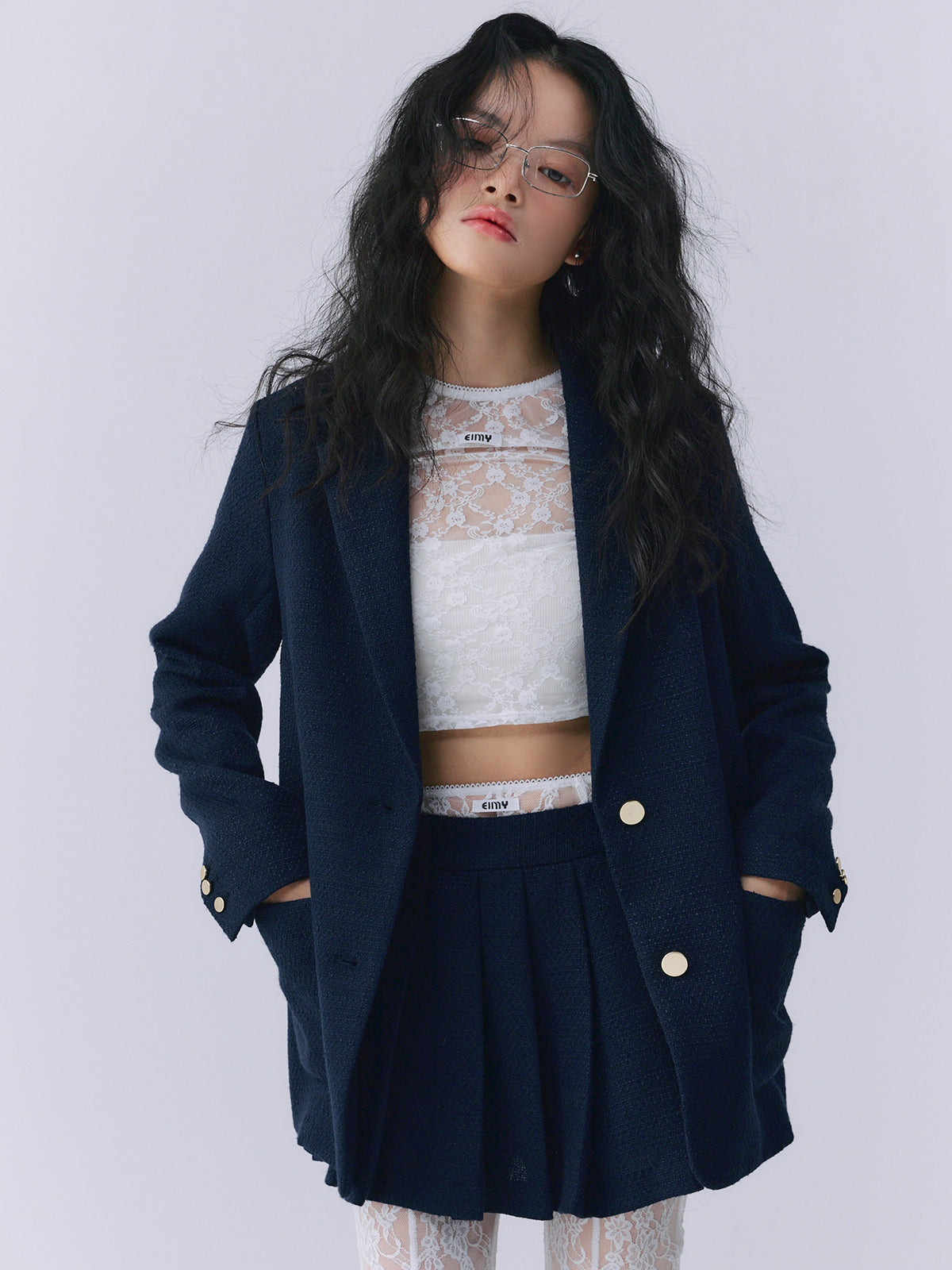 ツイードテーラードジャケット