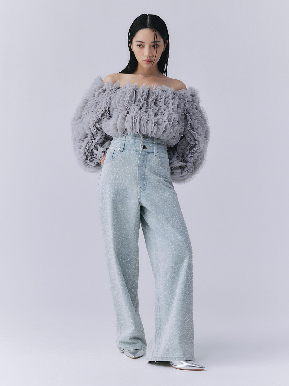 drop patternデニムパンツ