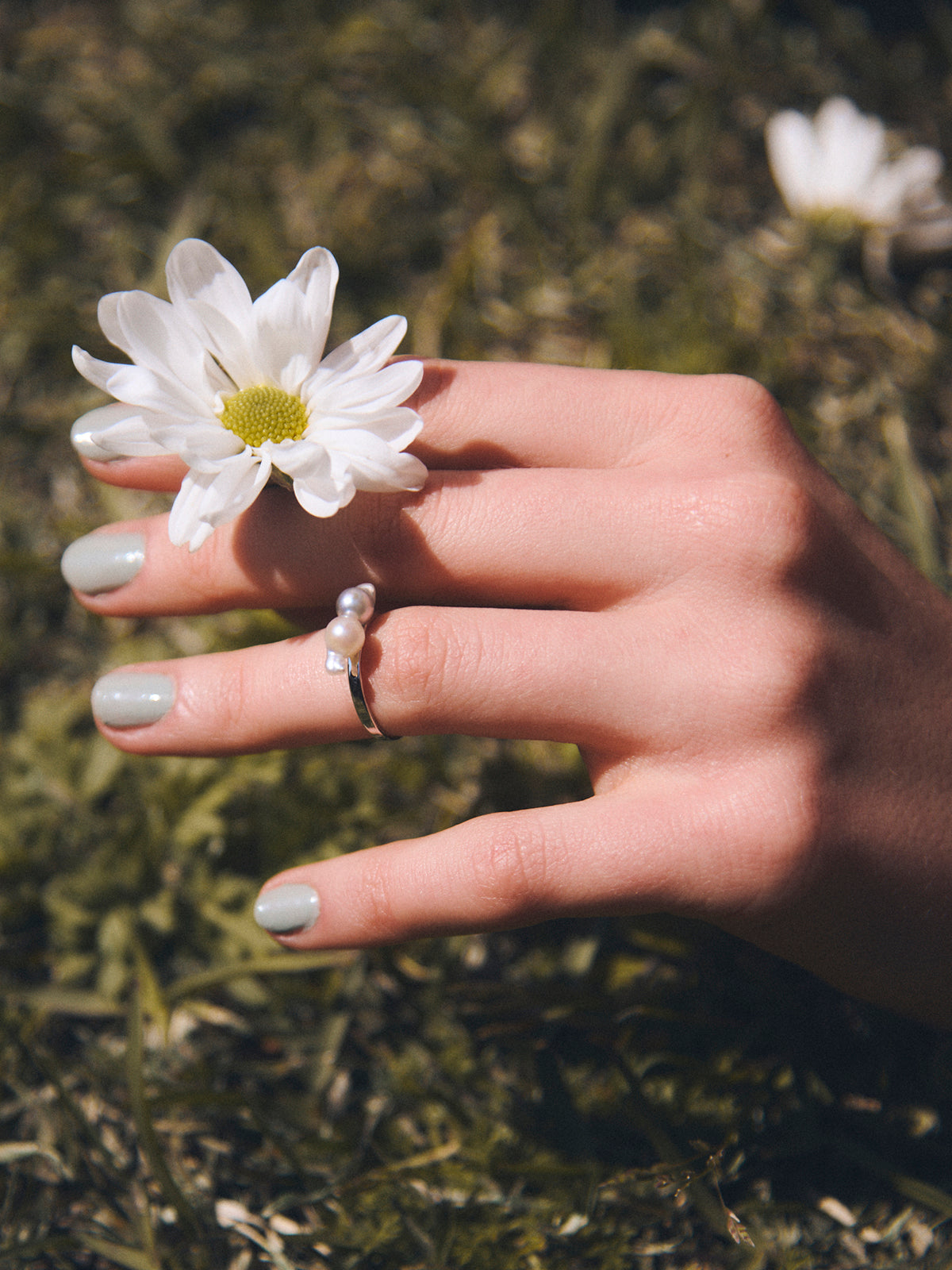 【AYUS】Akoya natural baropue pearl 2P ring  5.0mm 9号