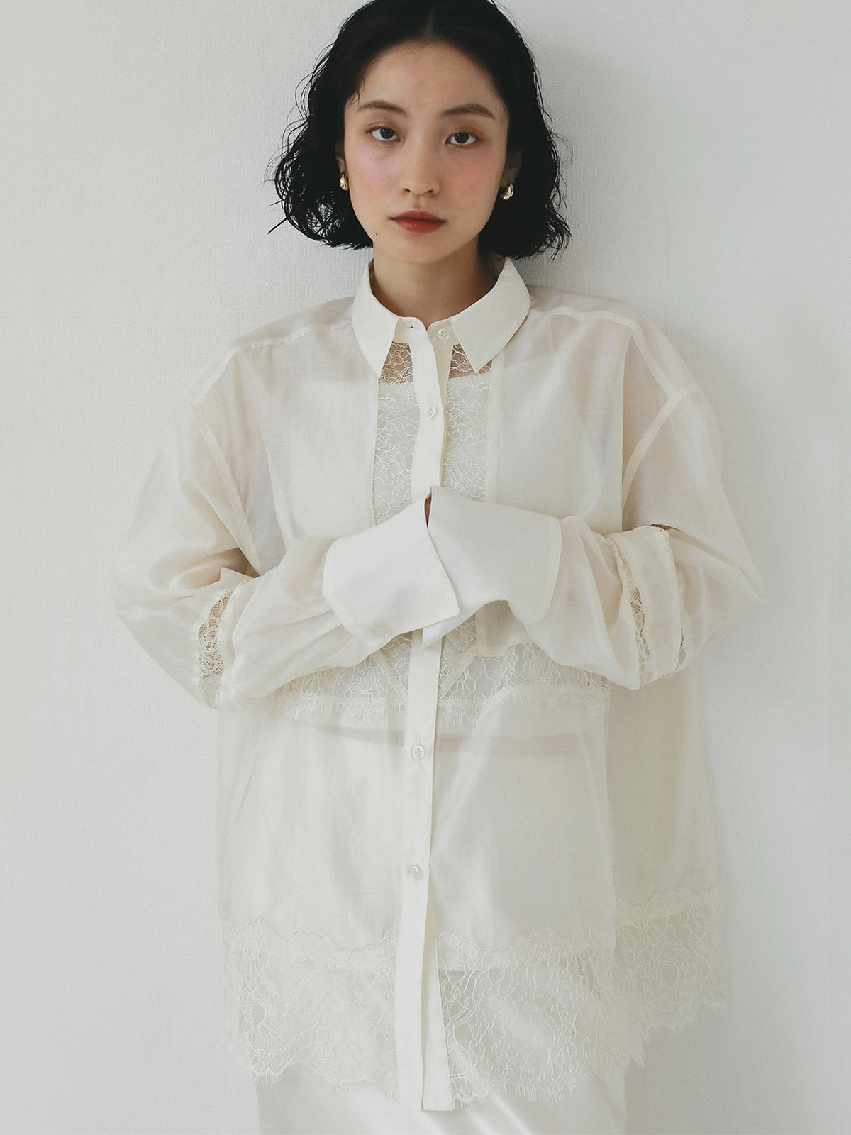 レースコンビシアーシャツ