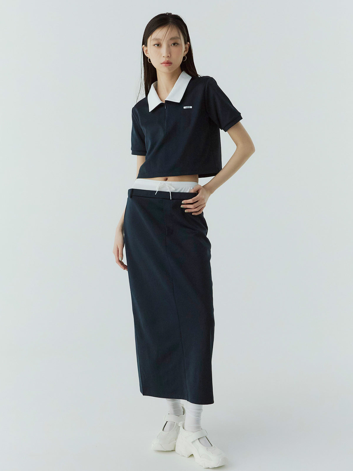 ハーフジップトップスストレートスカートSETUP