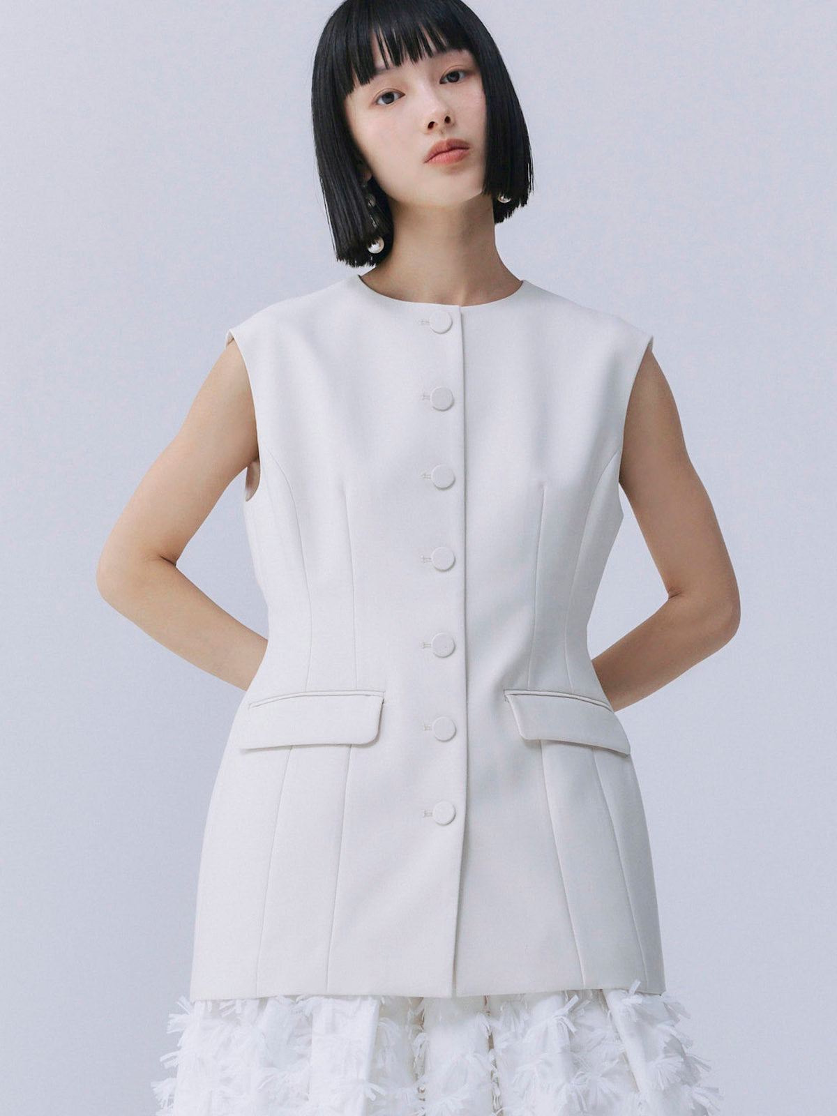 フロントボタンシェイプベスト