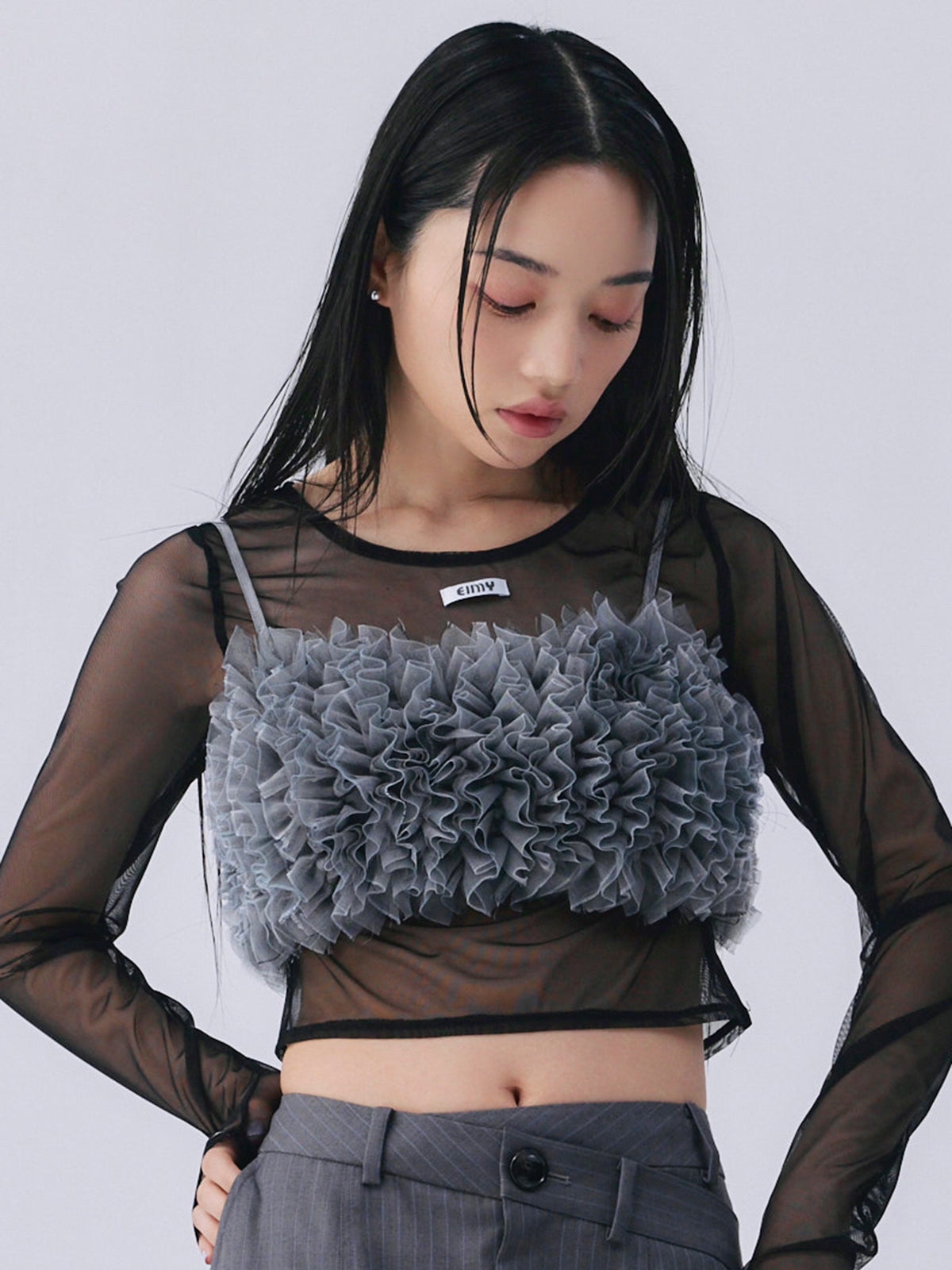 チュールフリルベアトップ