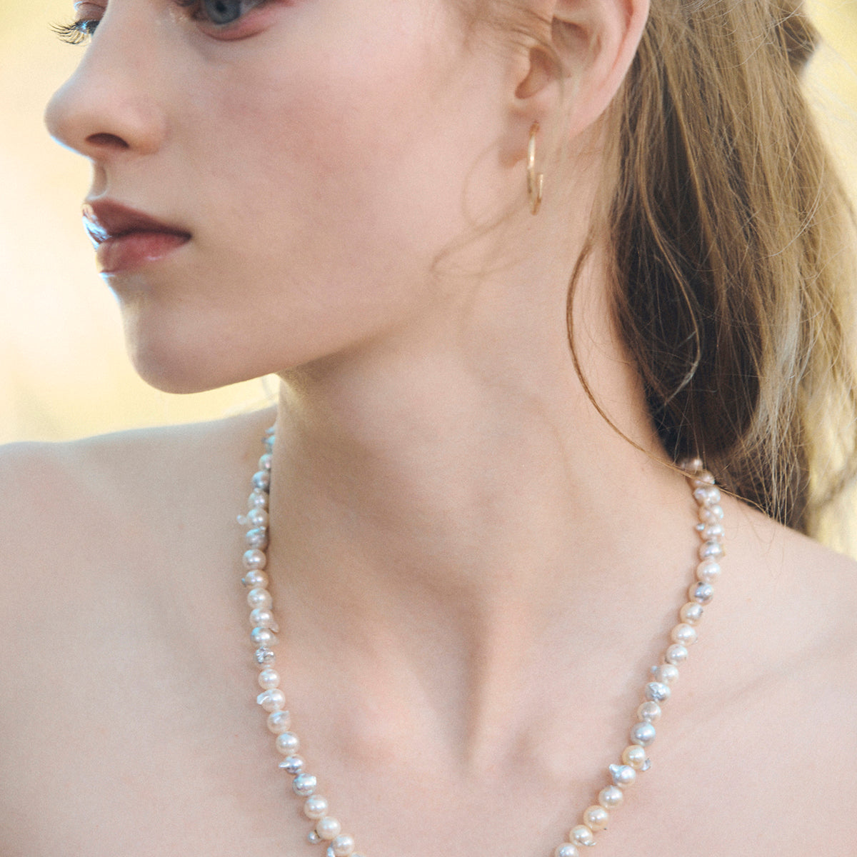 AYUS】Akoya baropue pearl clicker necklace 6-7.5mm